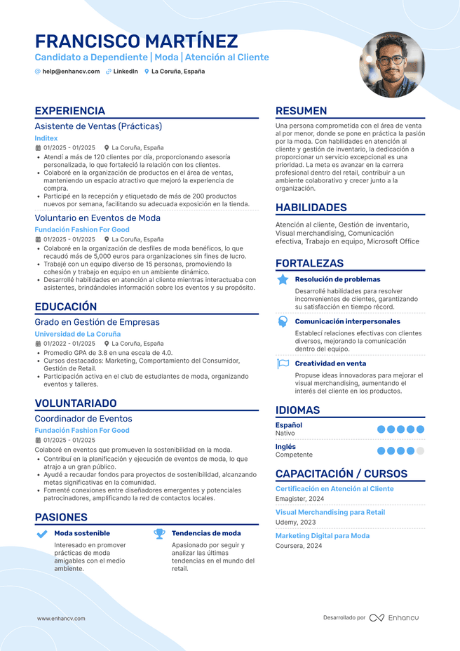 ejemplo de CV de Cv Sin Experiencia