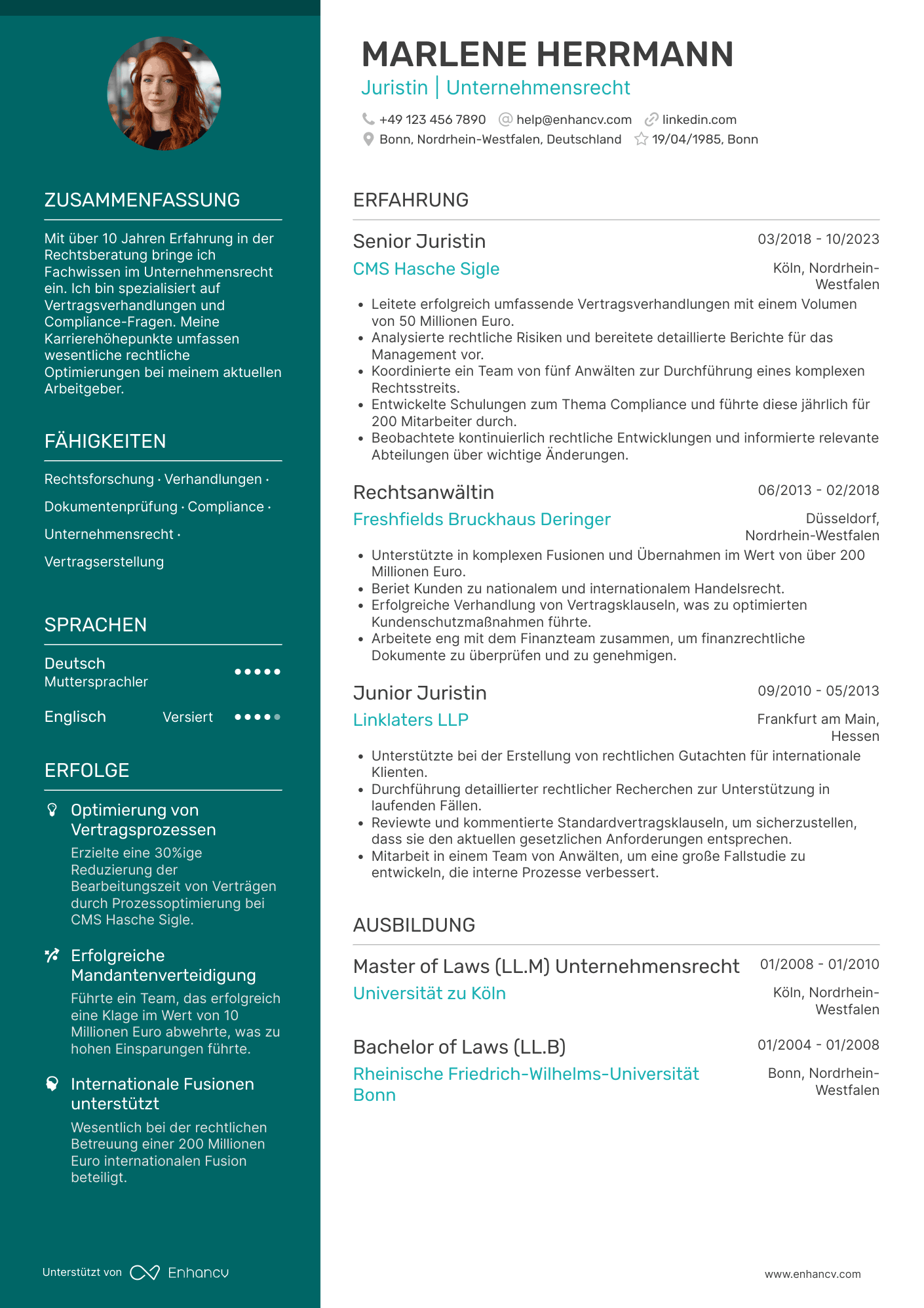 Lebenslauf Vorlage