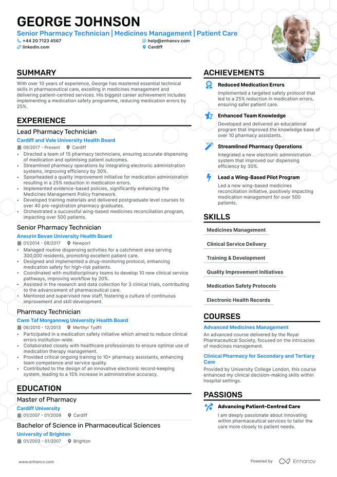 Pharmacy Technician CV example