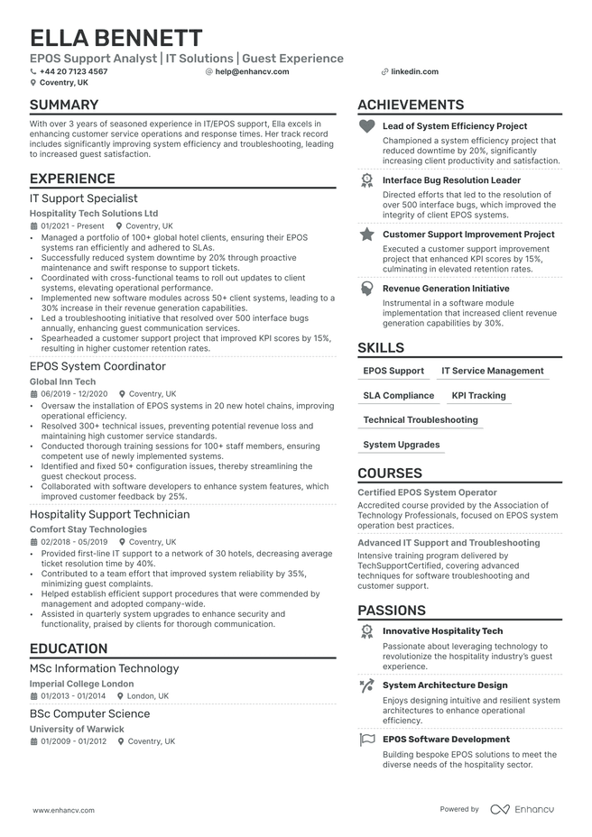 IT Support CV example