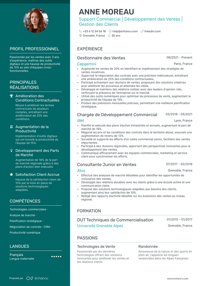 exemple de CV pour Assistant Commercial