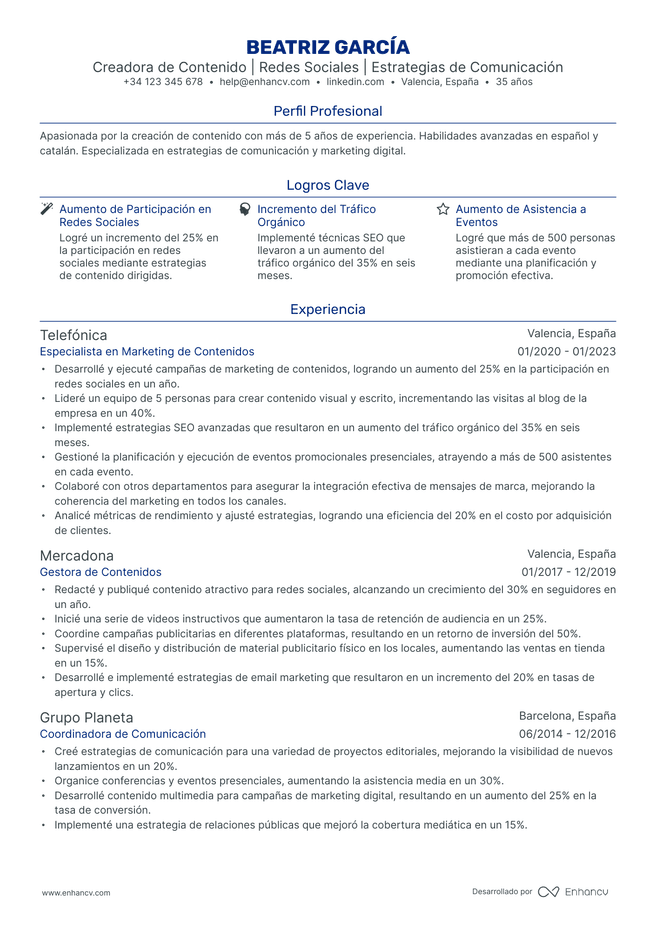 ejemplo de CV de Disenador Grafico de Experiencia del Usuario