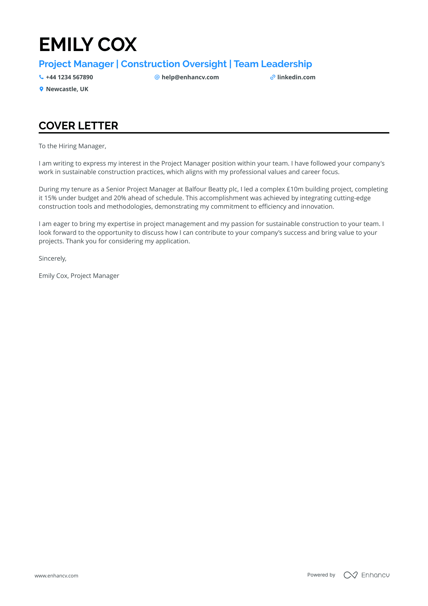 Cover Letter Example