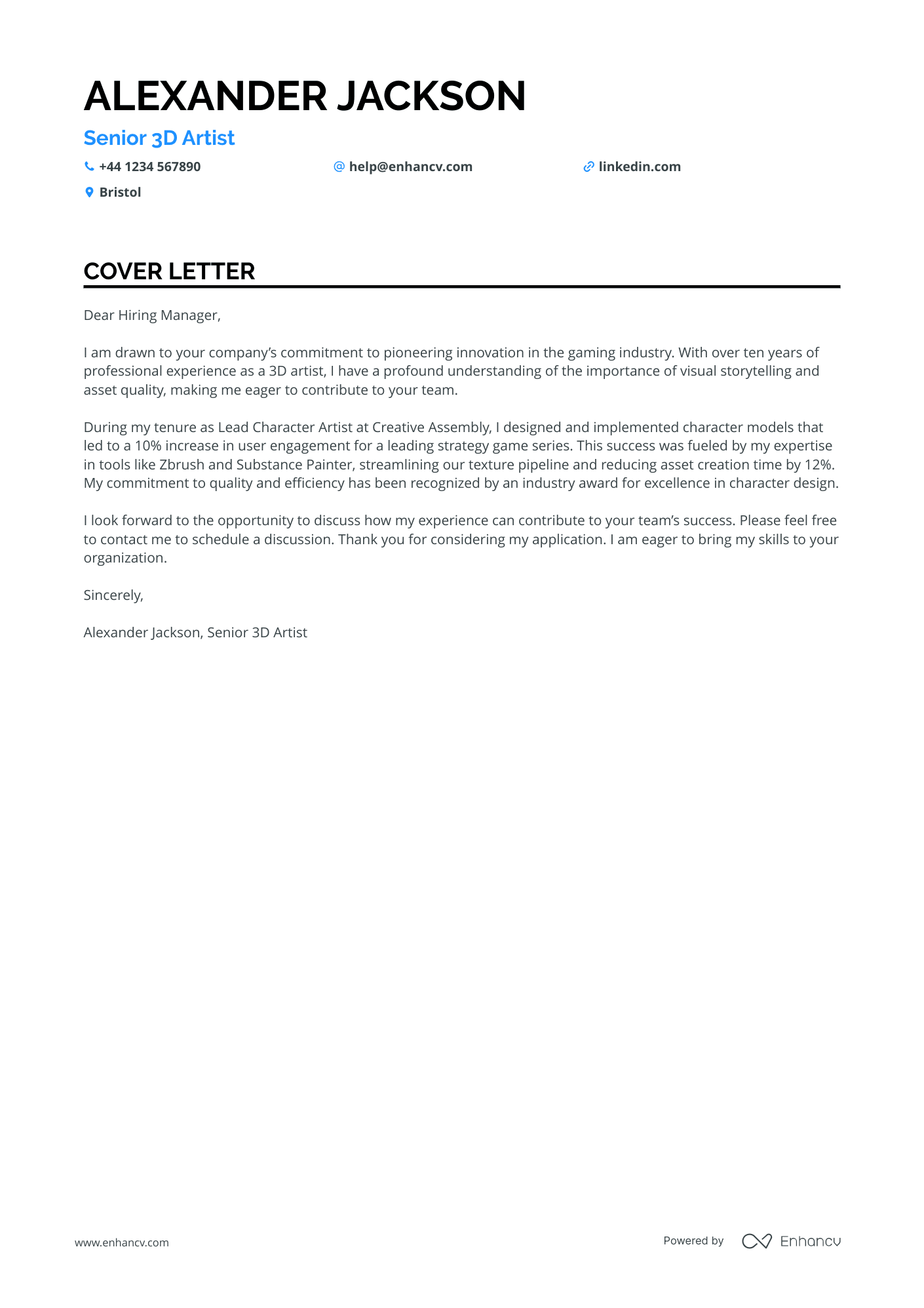 Cover Letter Example