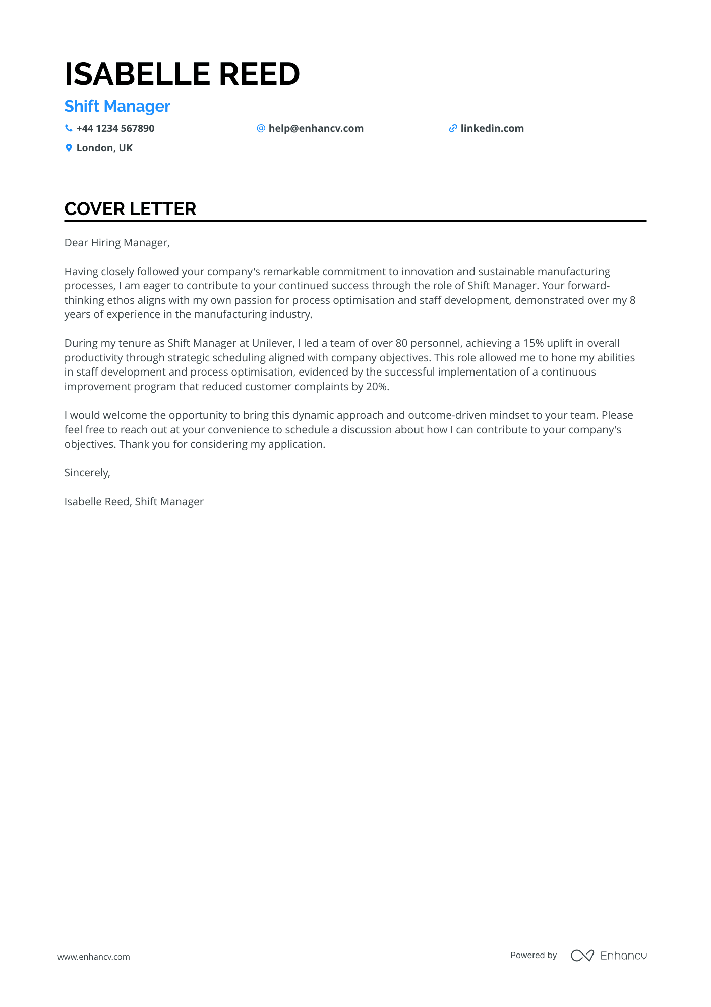 Cover Letter Example