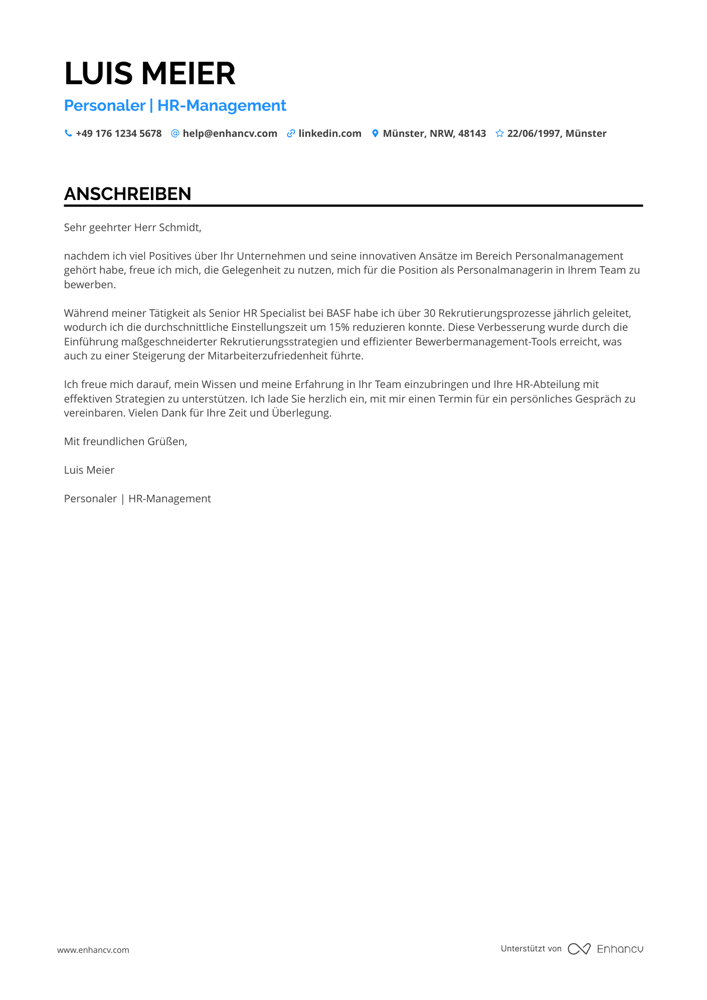 Cover Letter Example