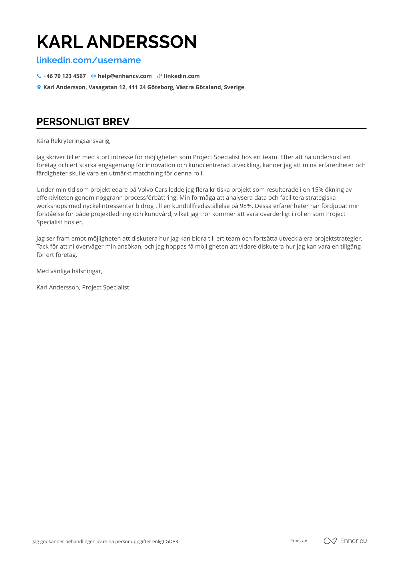 Cover Letter Example