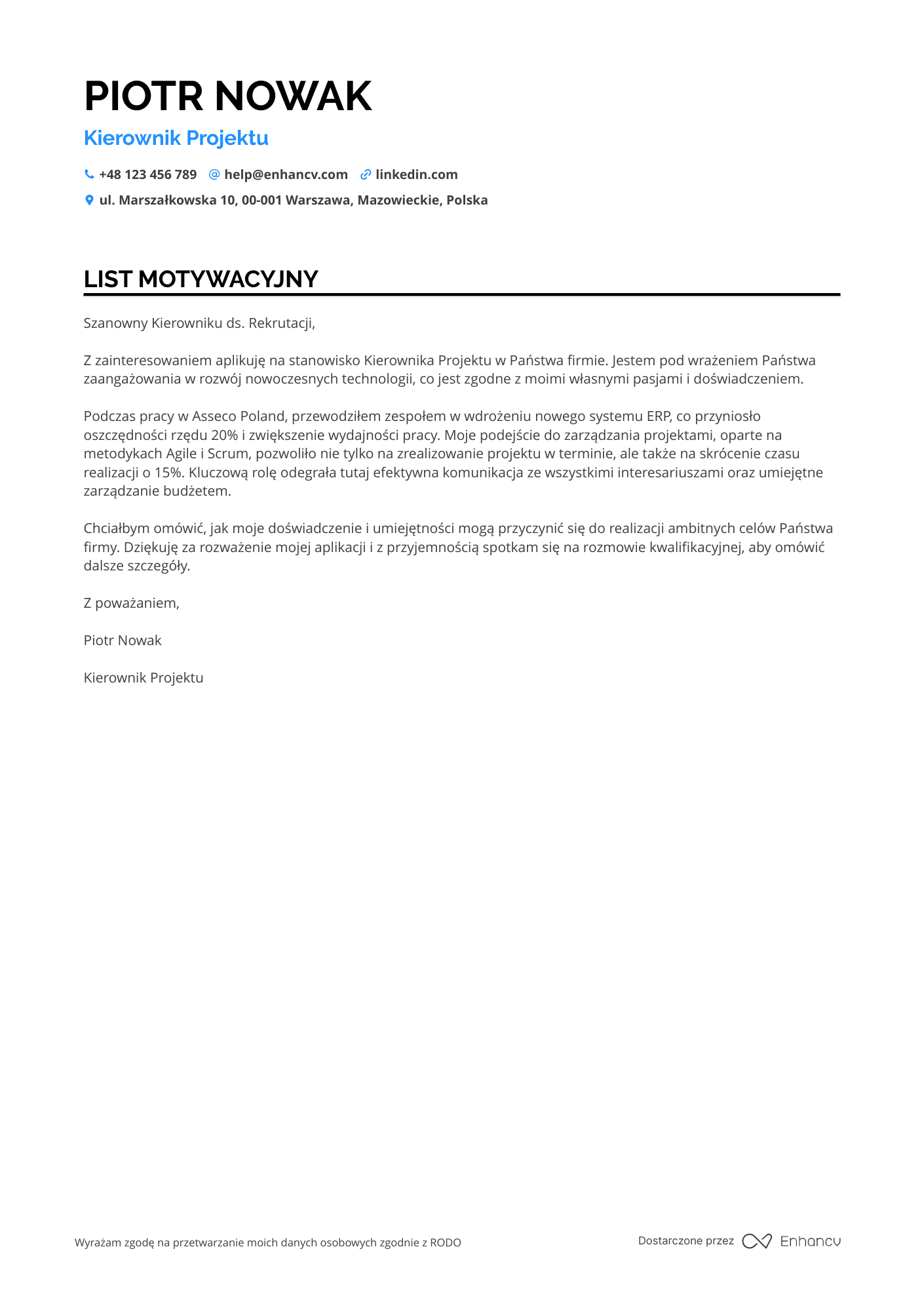 Cover Letter Example