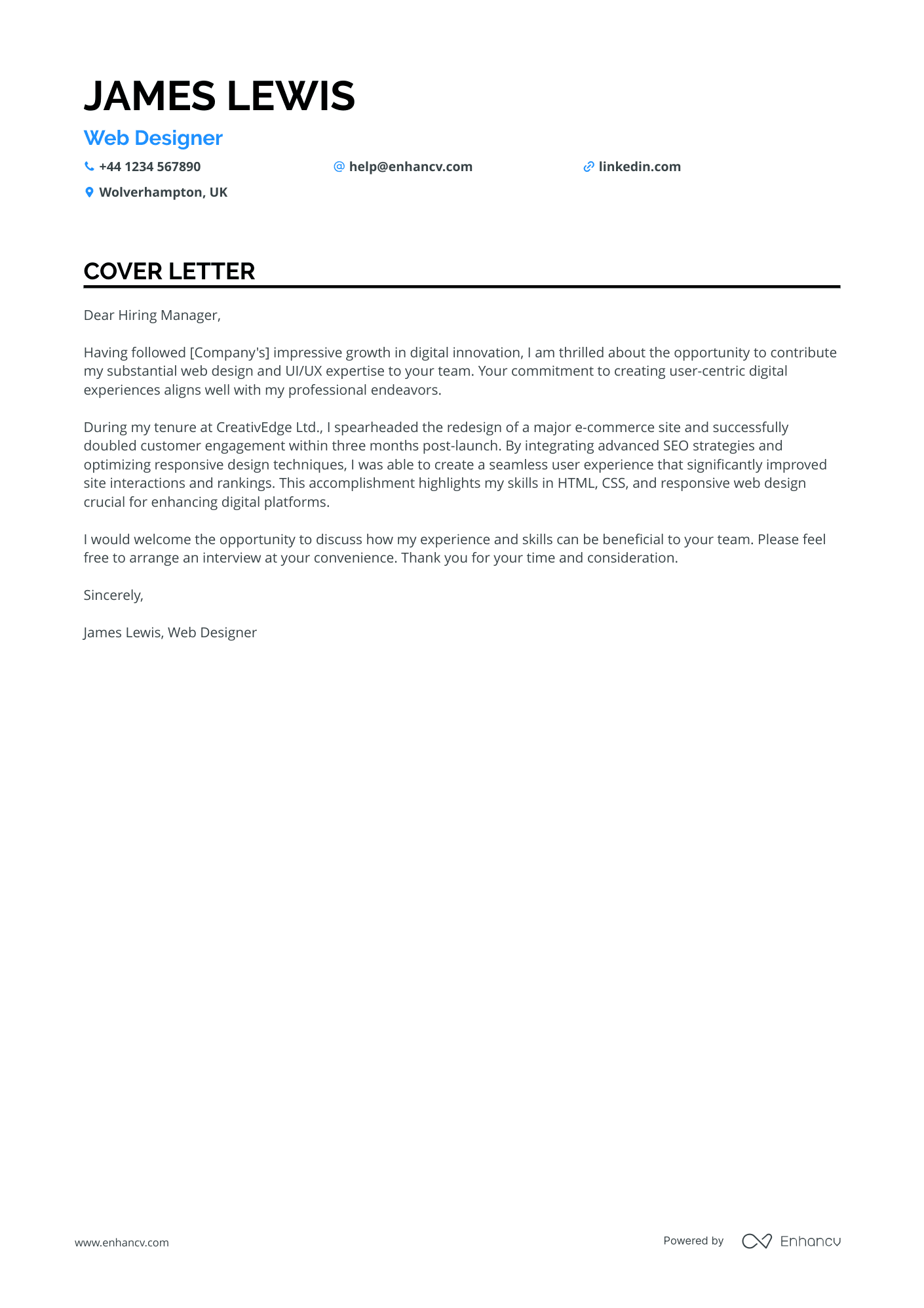 Cover Letter Example