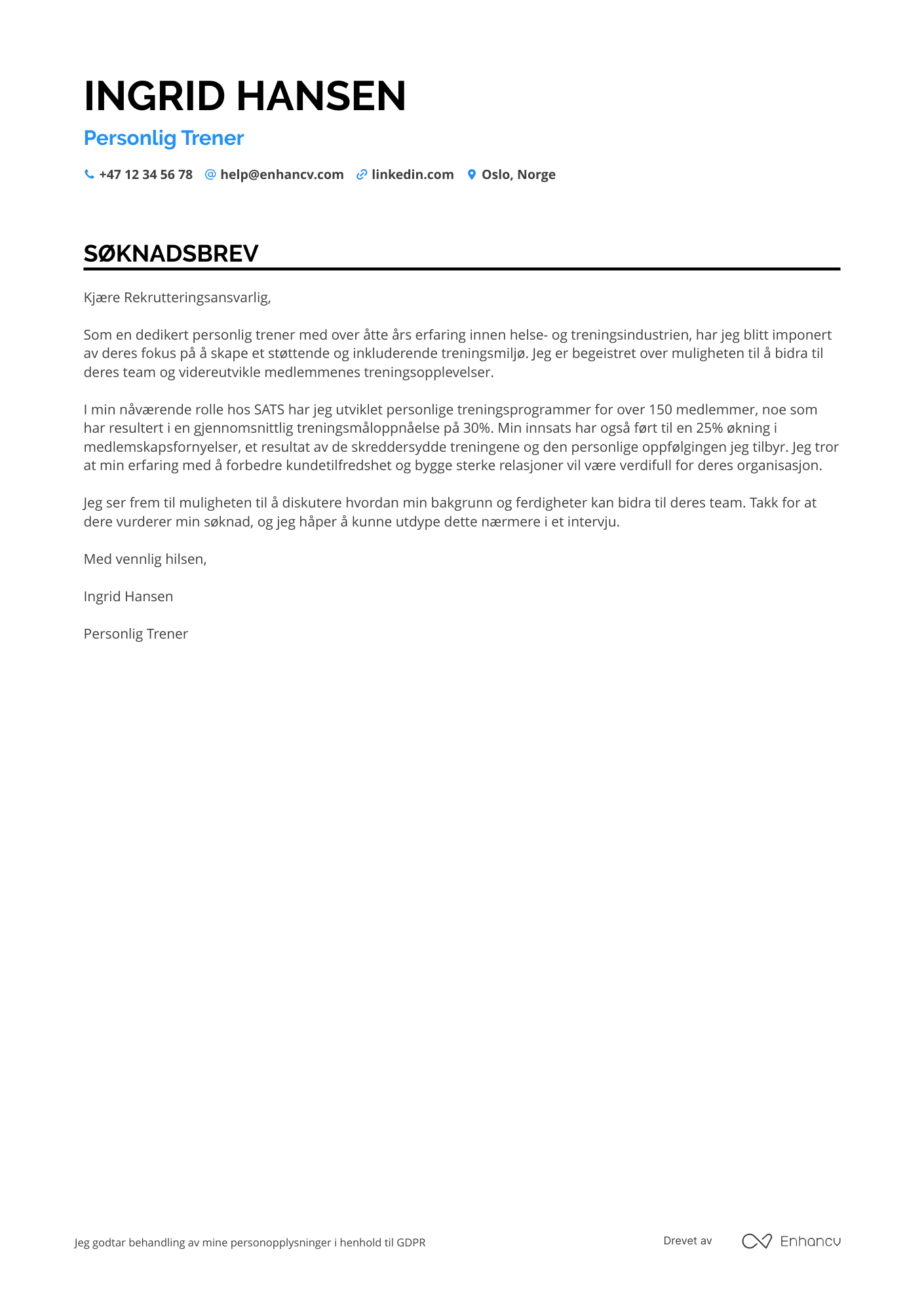 Cover Letter Example