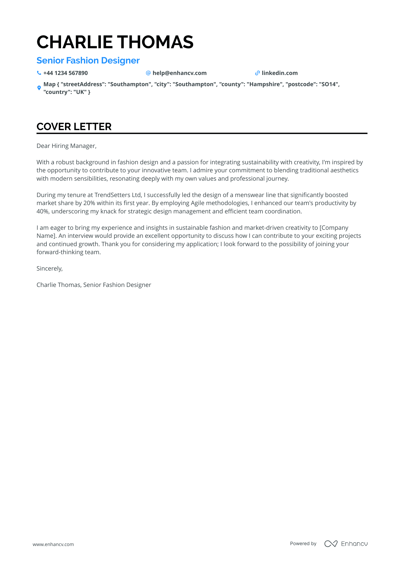 Cover Letter Example