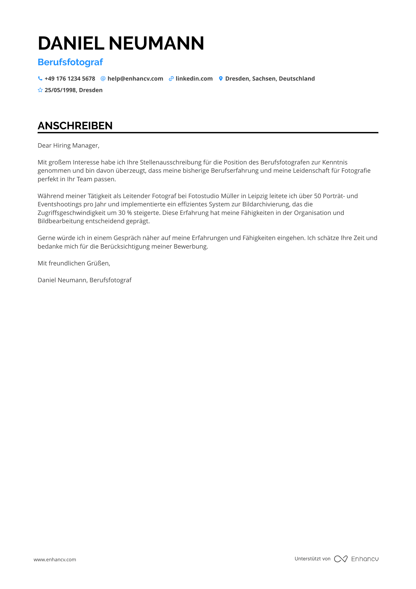 Cover Letter Example