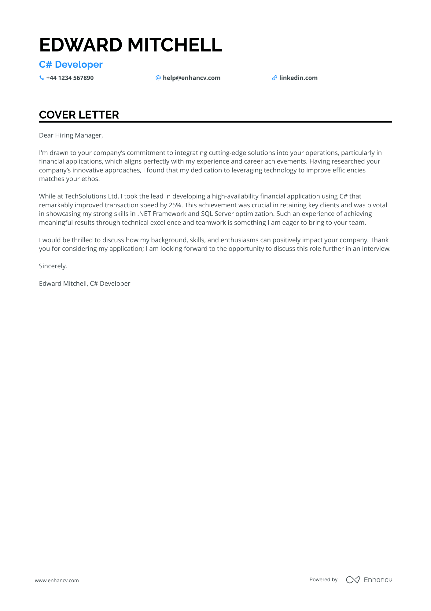 Cover Letter Example