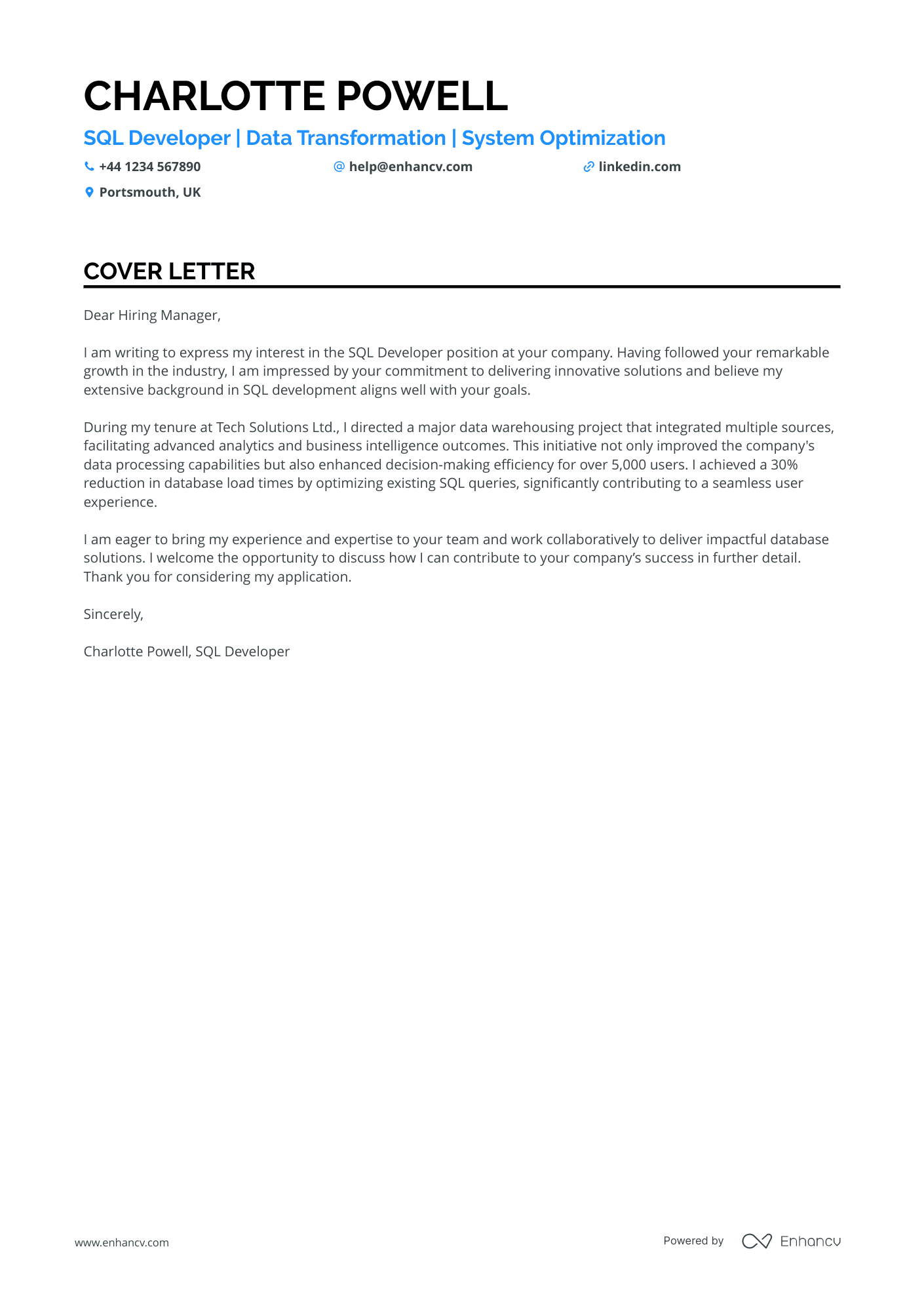 Cover Letter Example