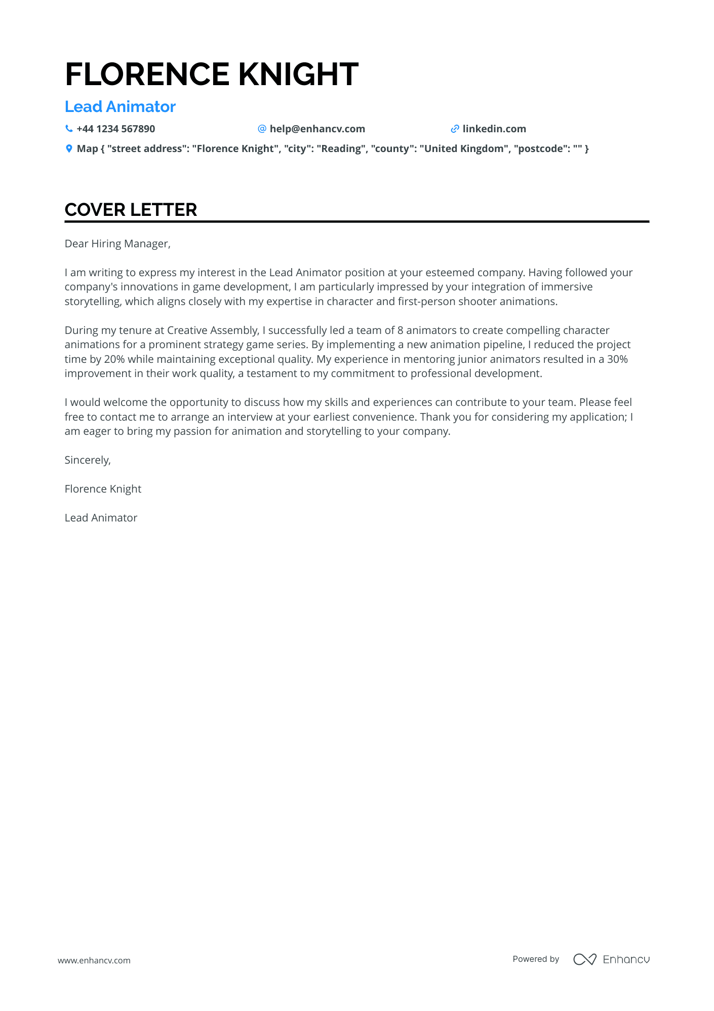 Cover Letter Example