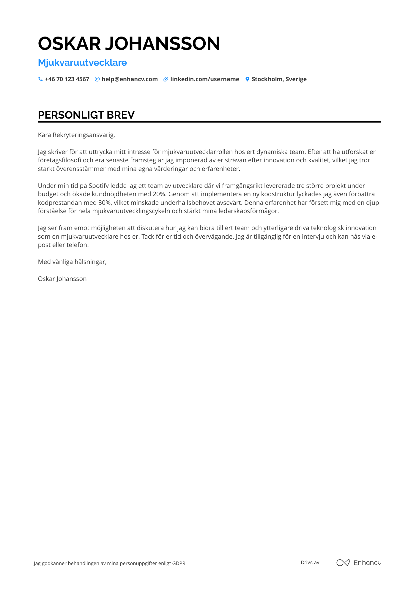 Cover Letter Example