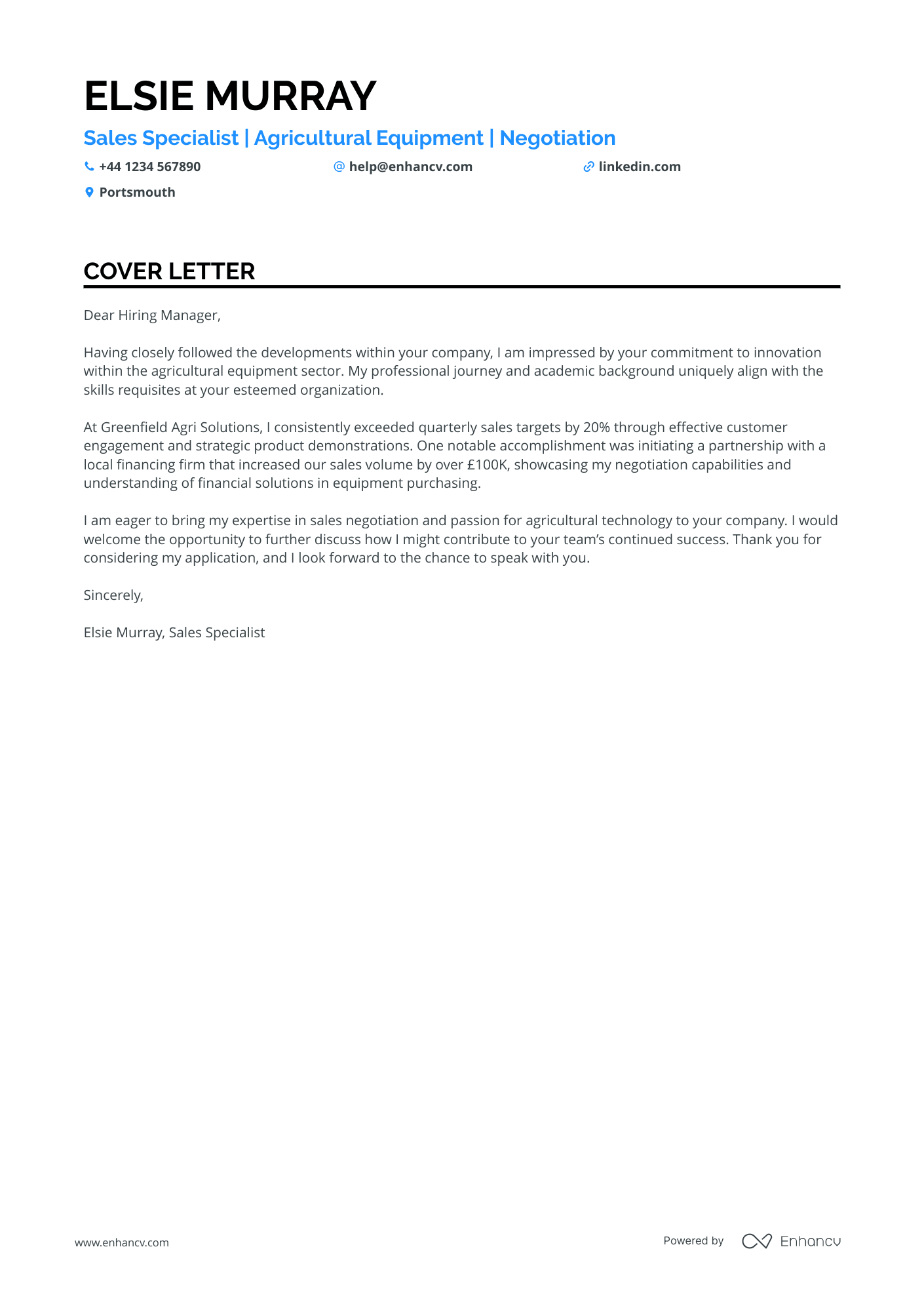 Cover Letter Example
