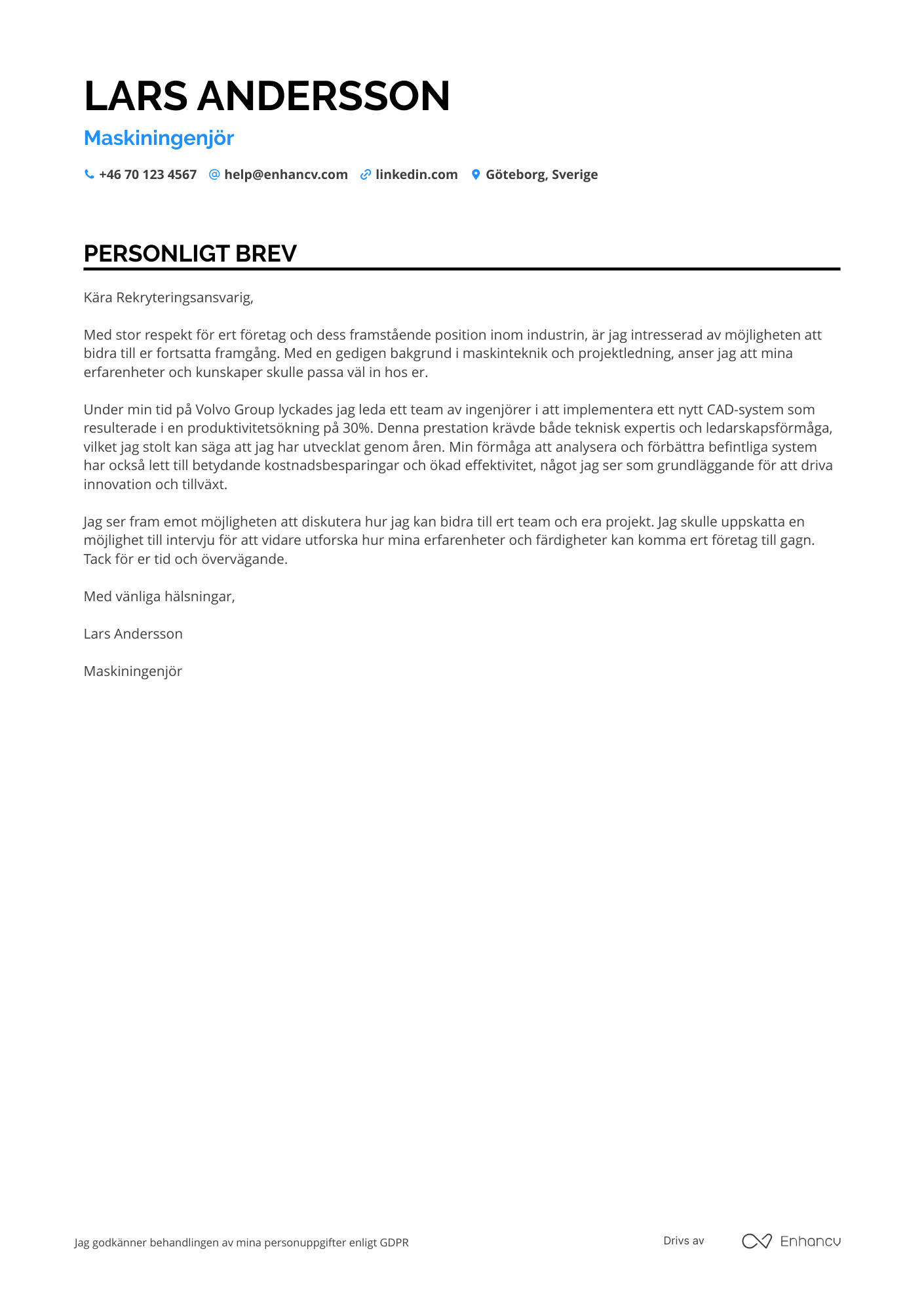 Cover Letter Example