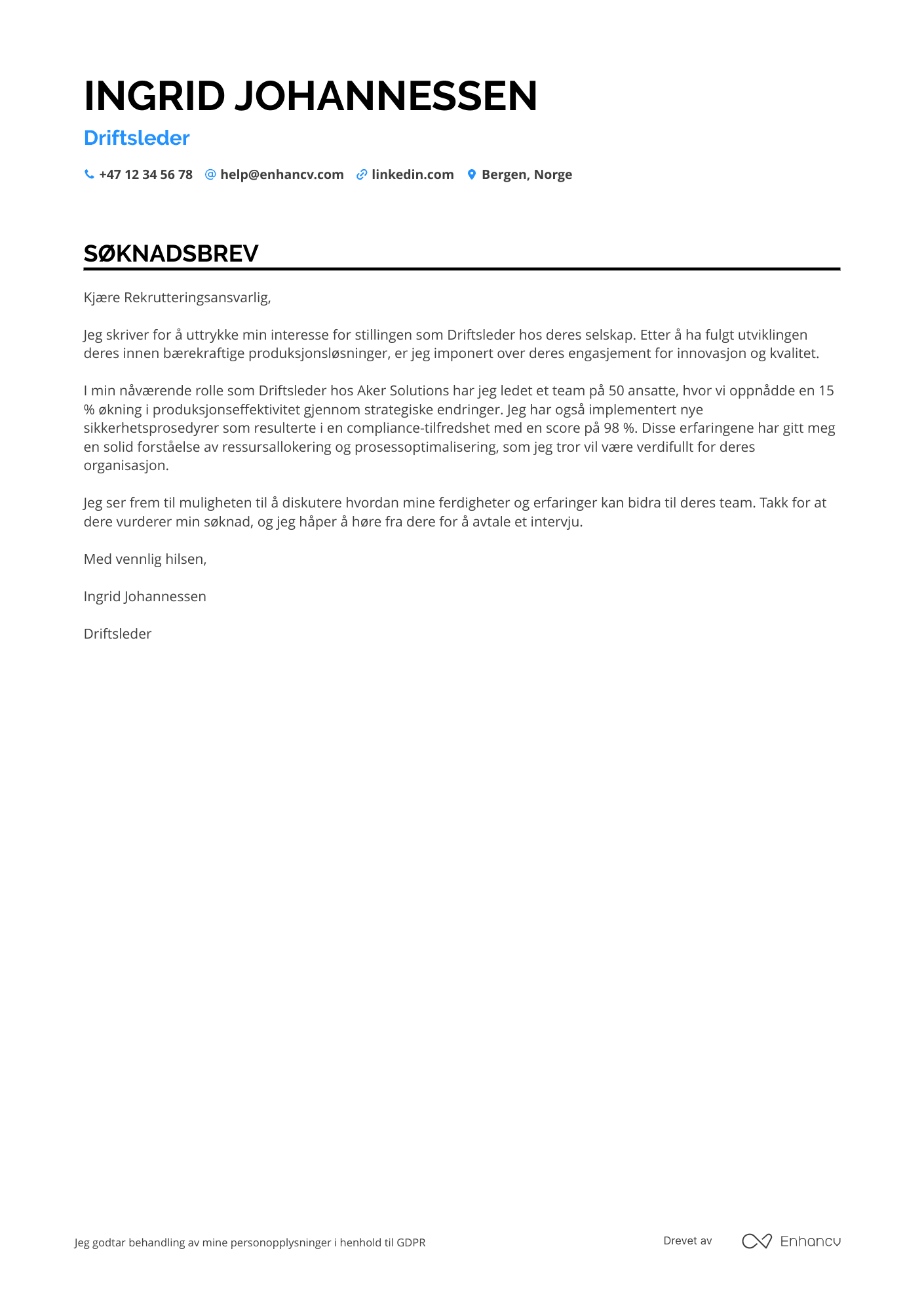 Cover Letter Example