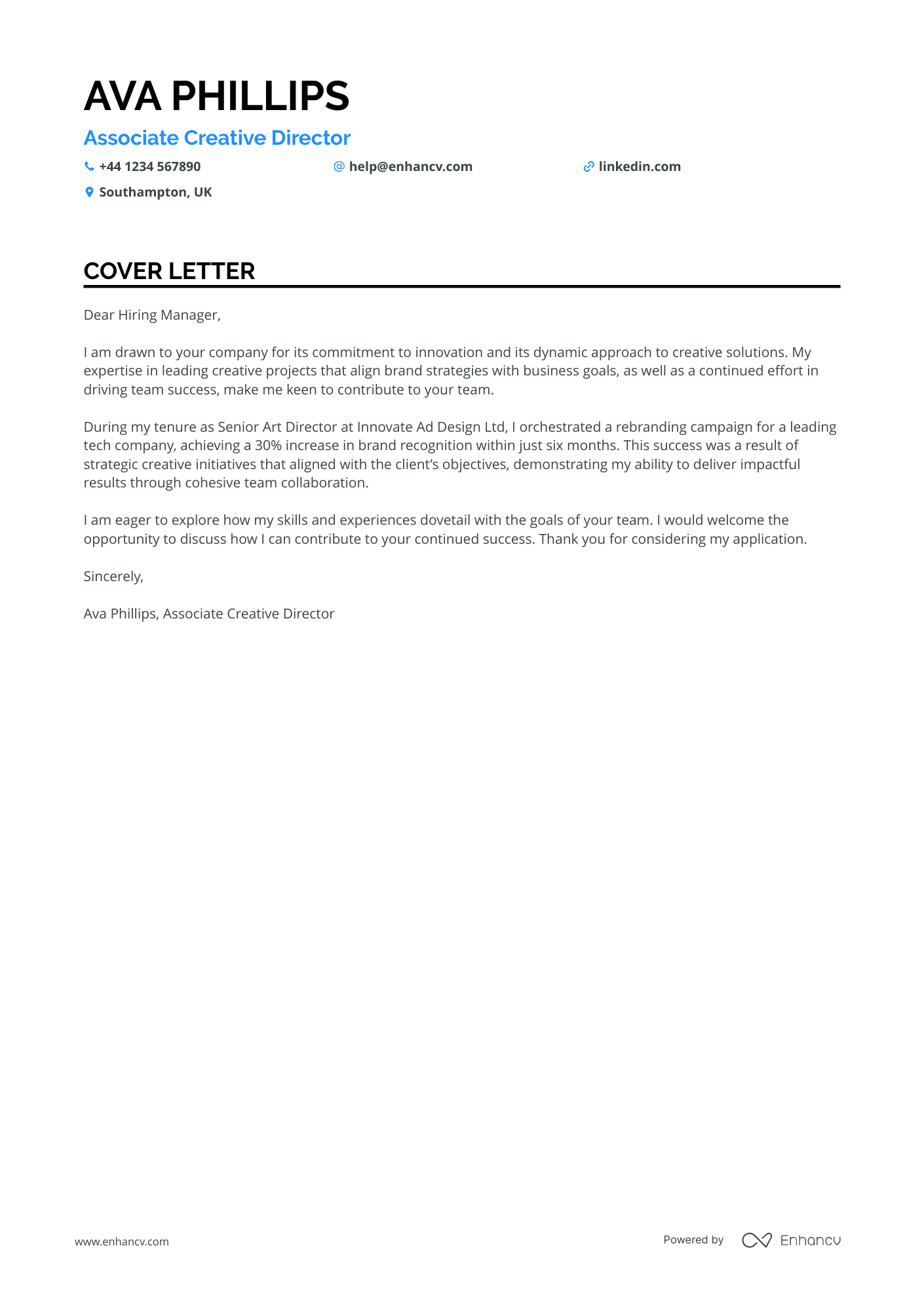 Cover Letter Example
