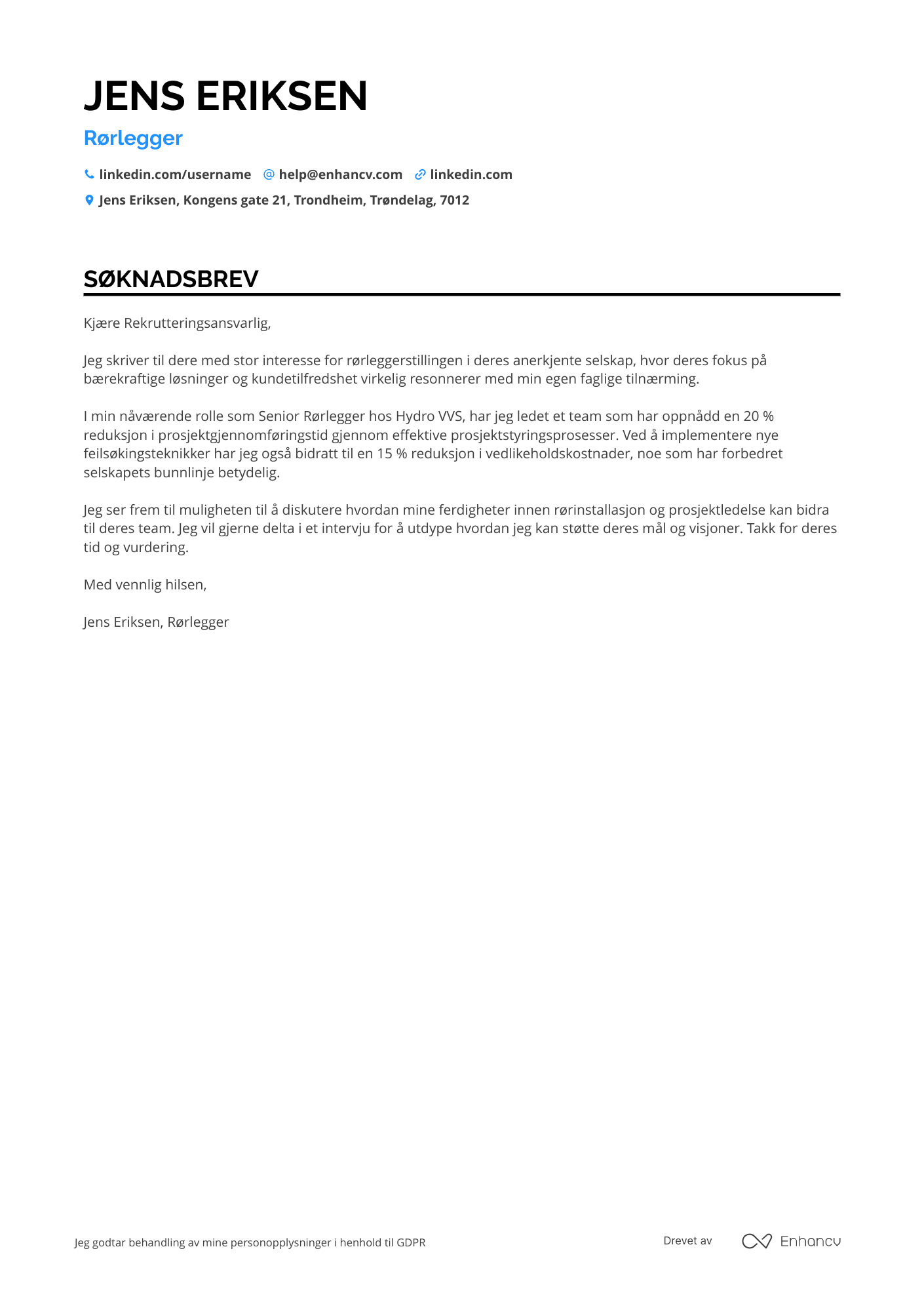 Cover Letter Example