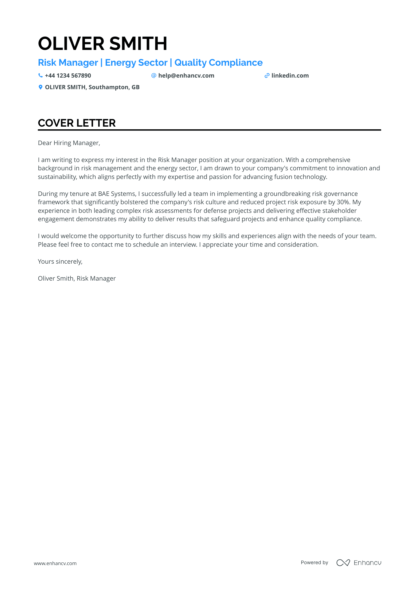 Cover Letter Example