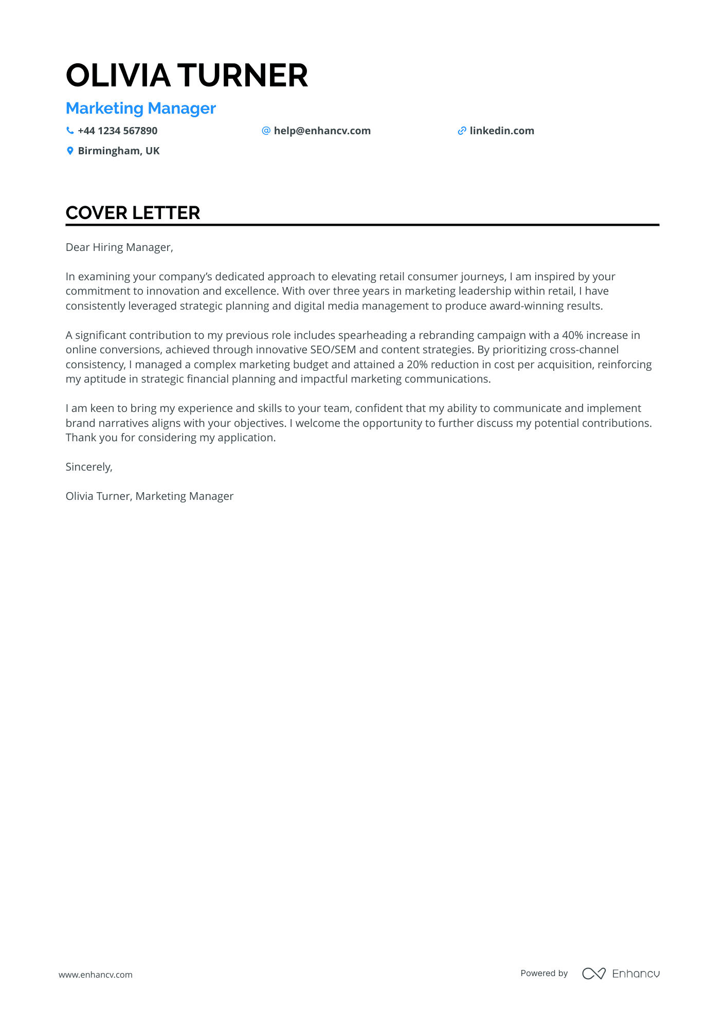 Cover Letter Example
