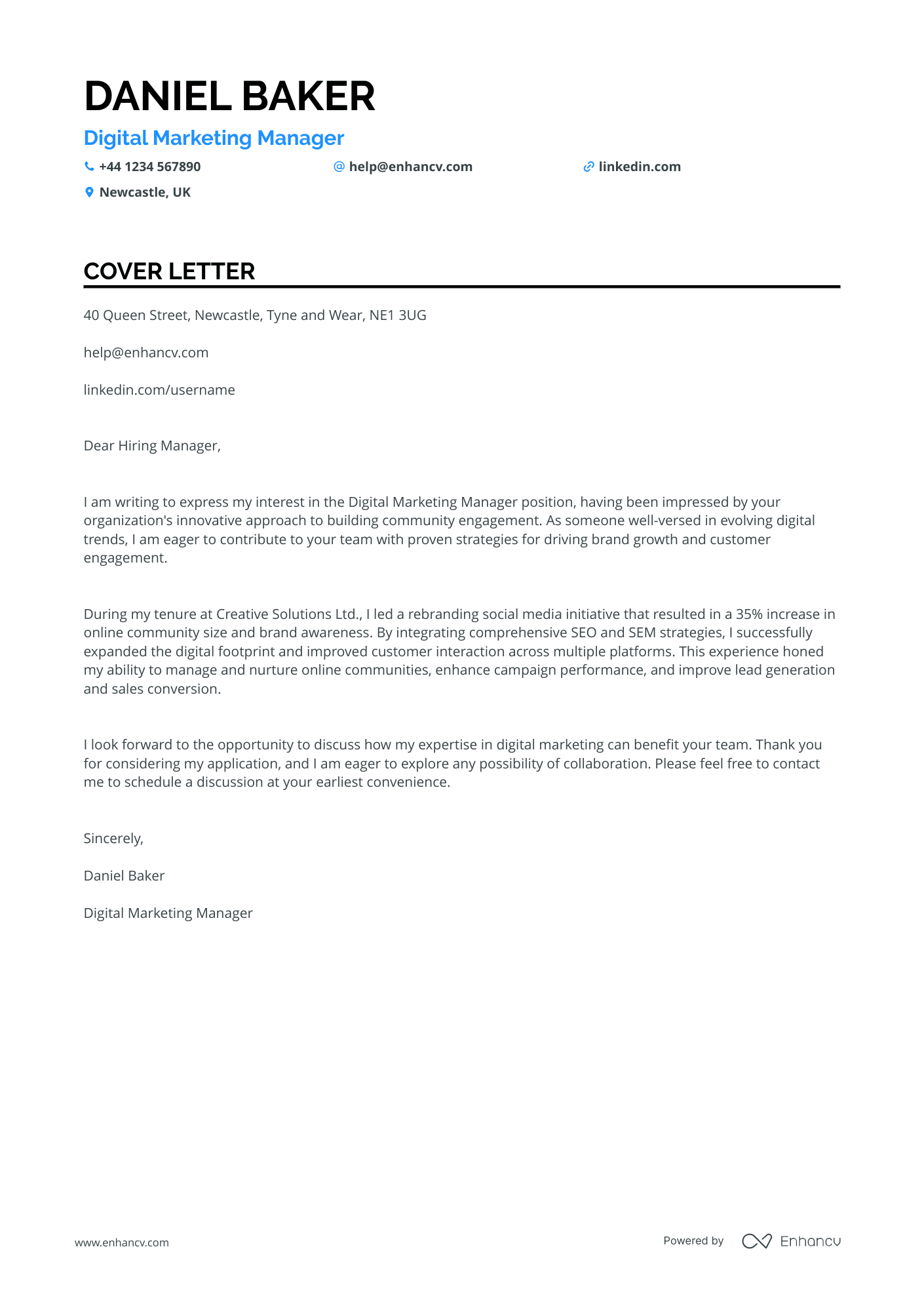 Cover Letter Example