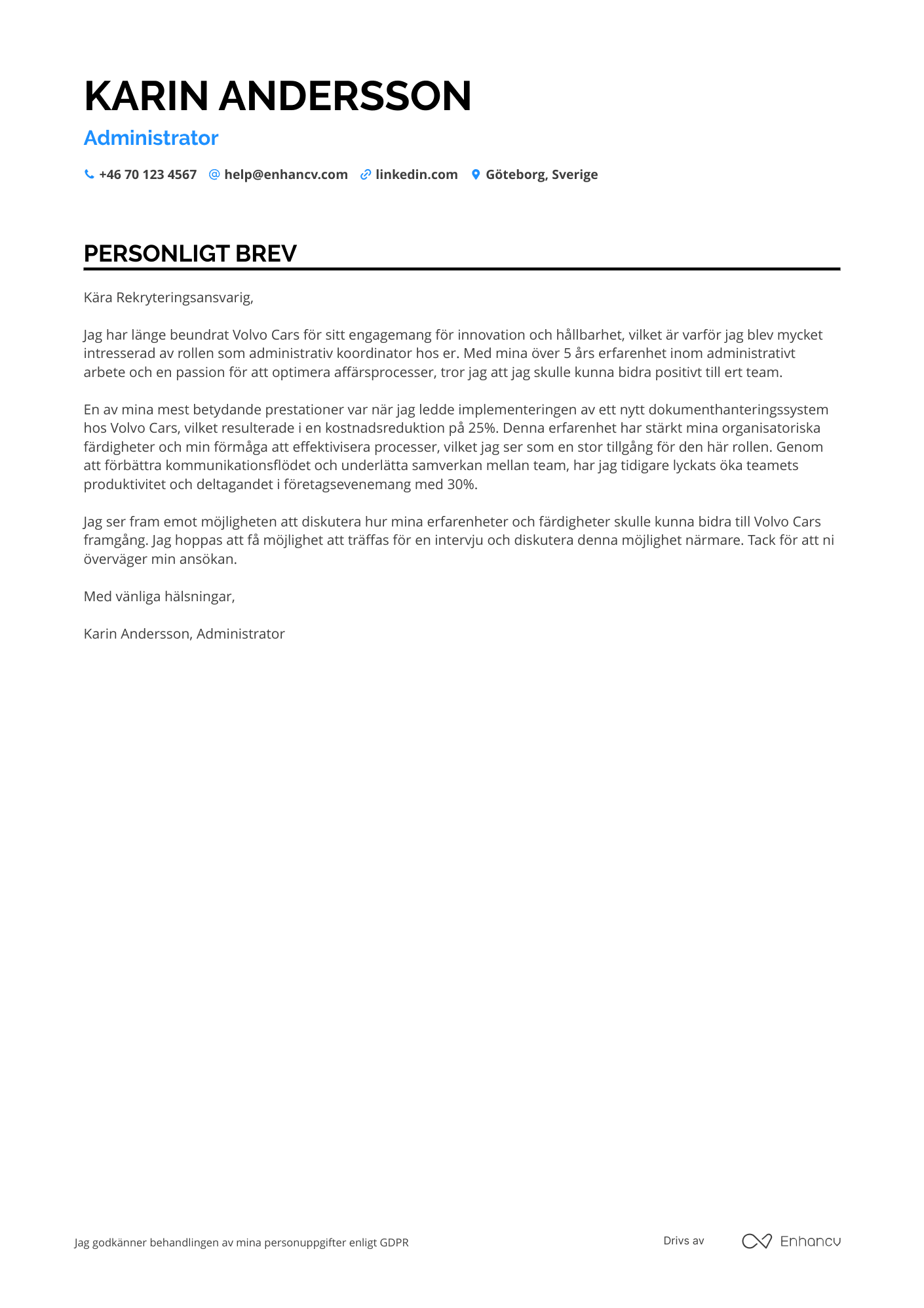 Cover Letter Example
