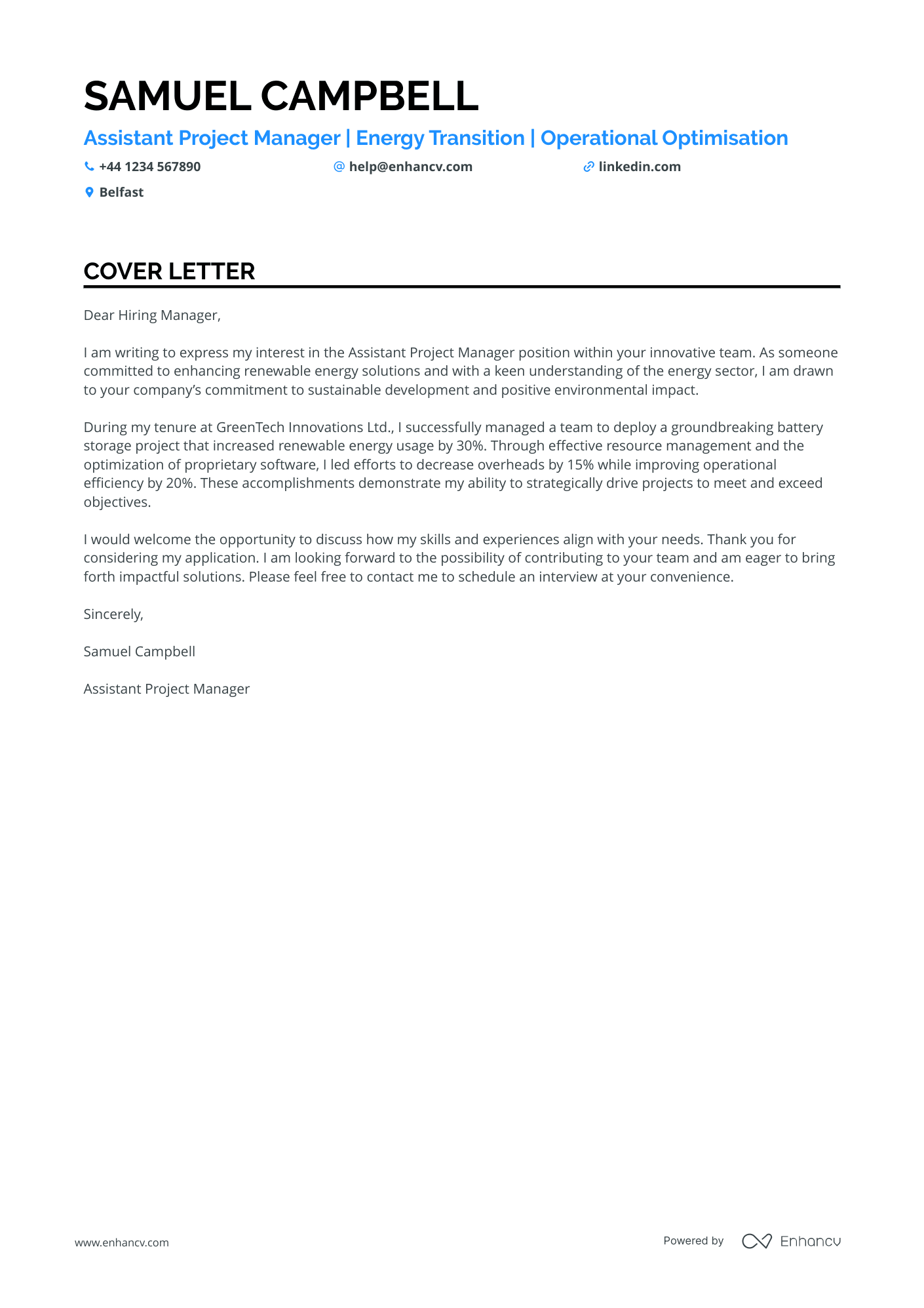 Cover Letter Example