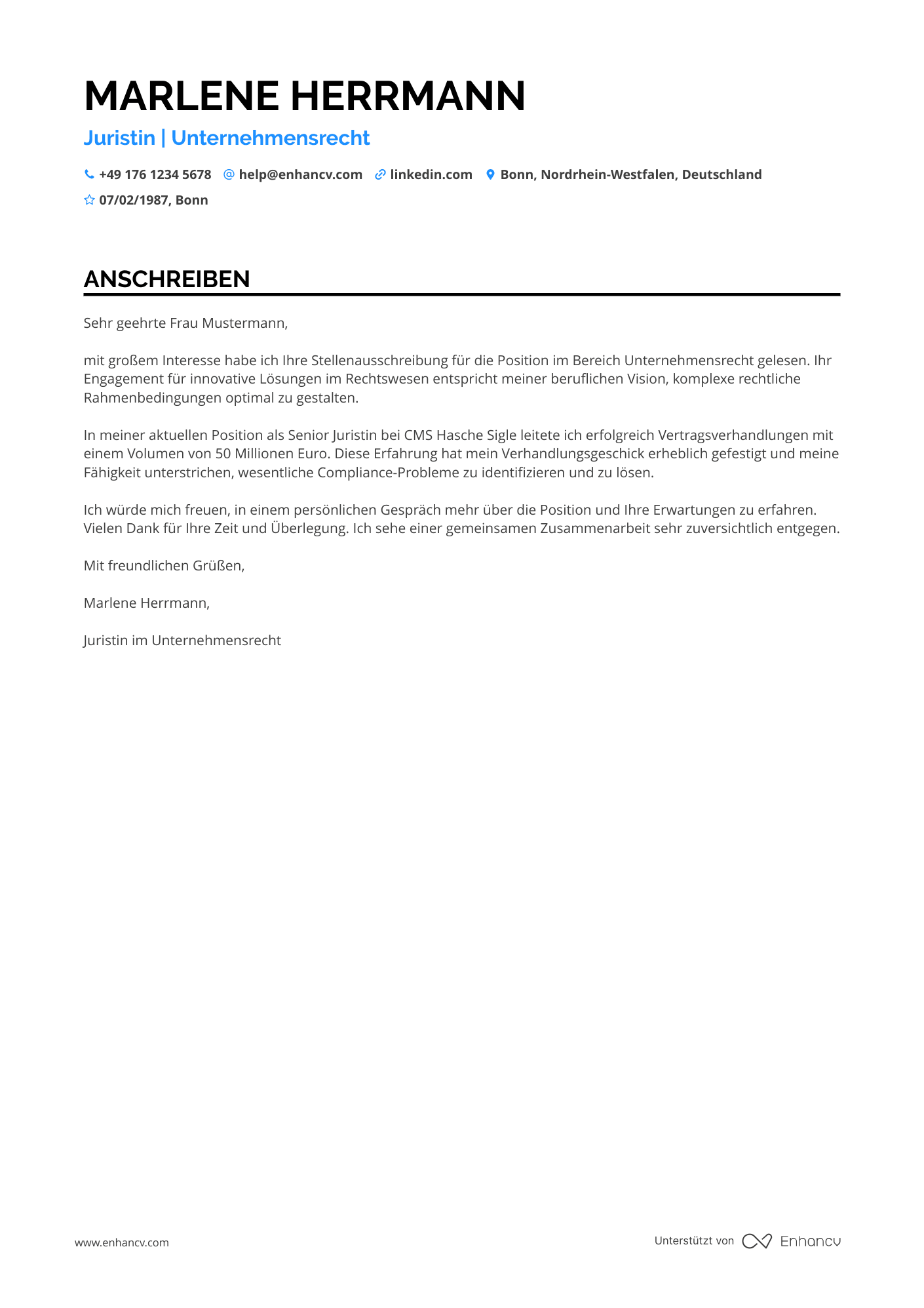Cover Letter Example