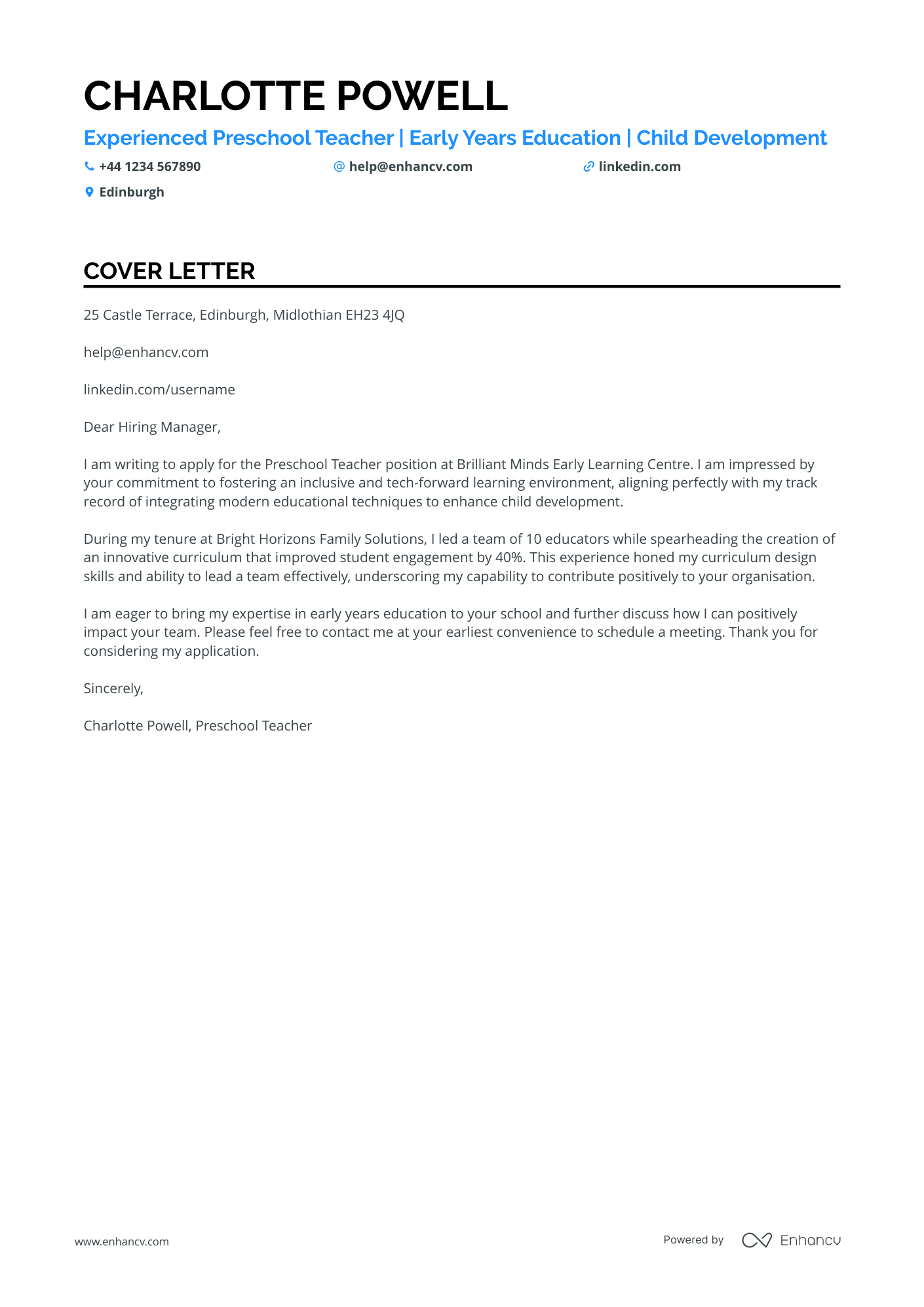 Cover Letter Example