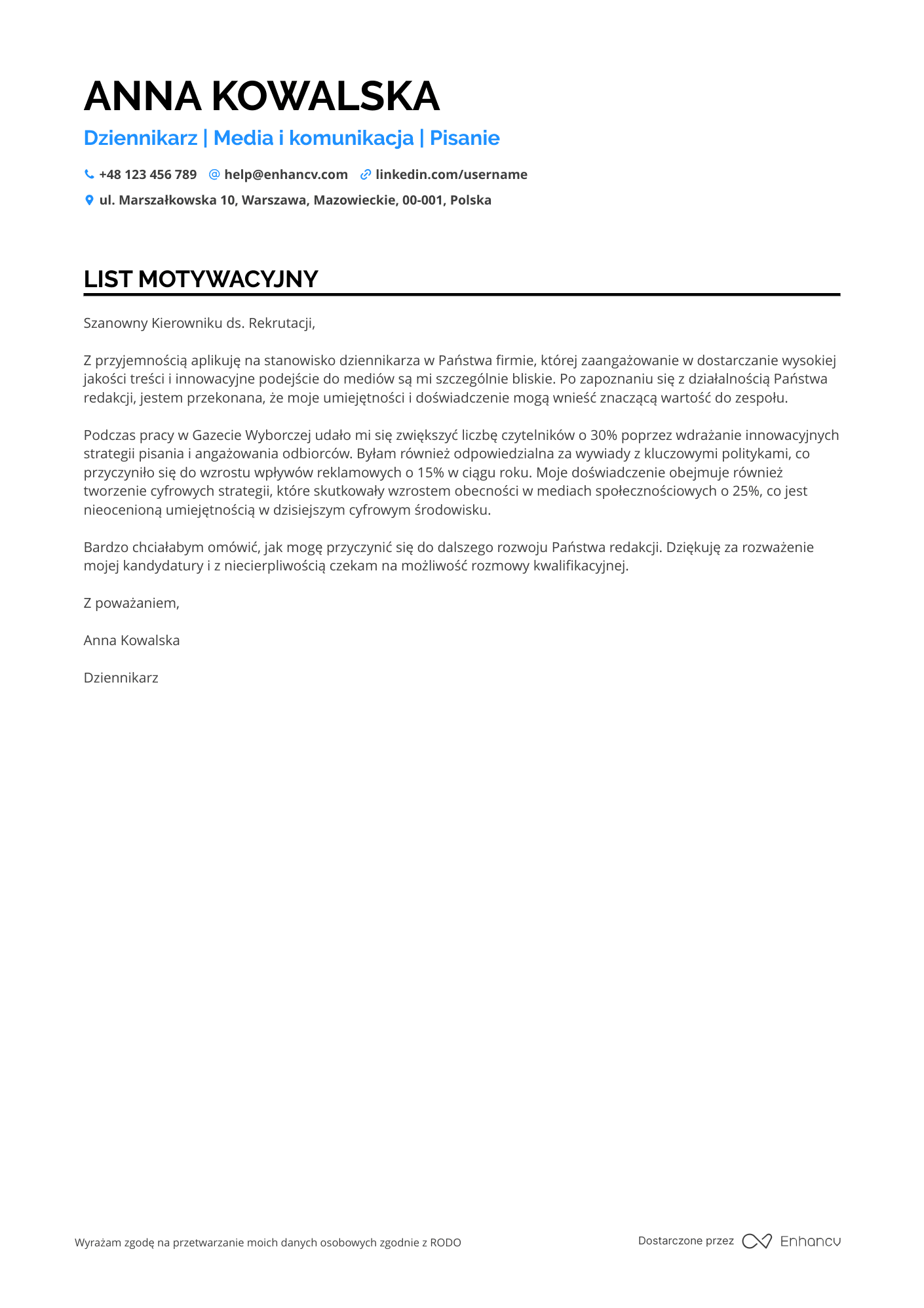Cover Letter Example
