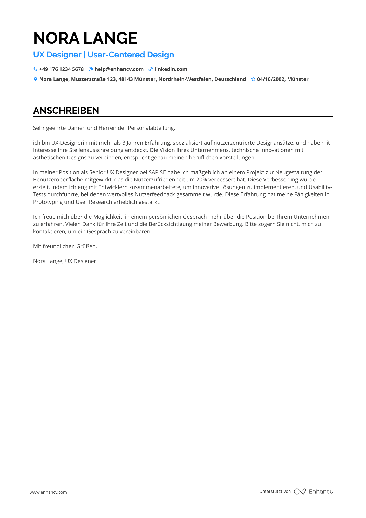 Cover Letter Example