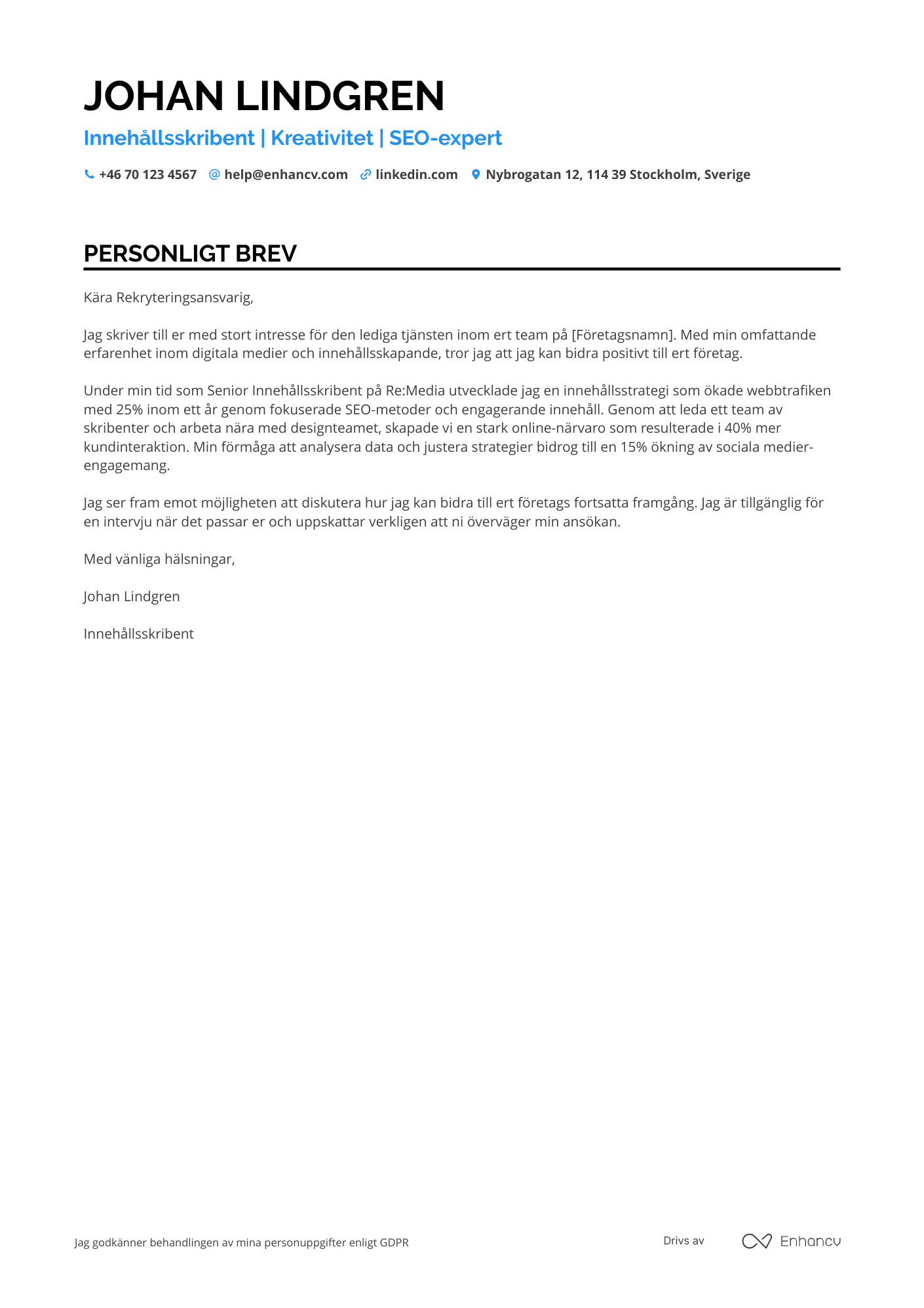 Cover Letter Example