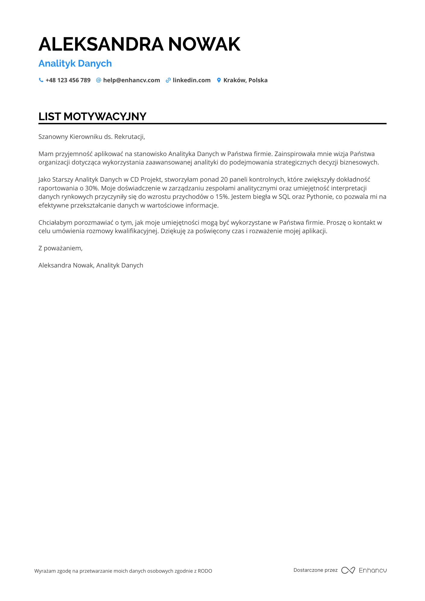 Cover Letter Example