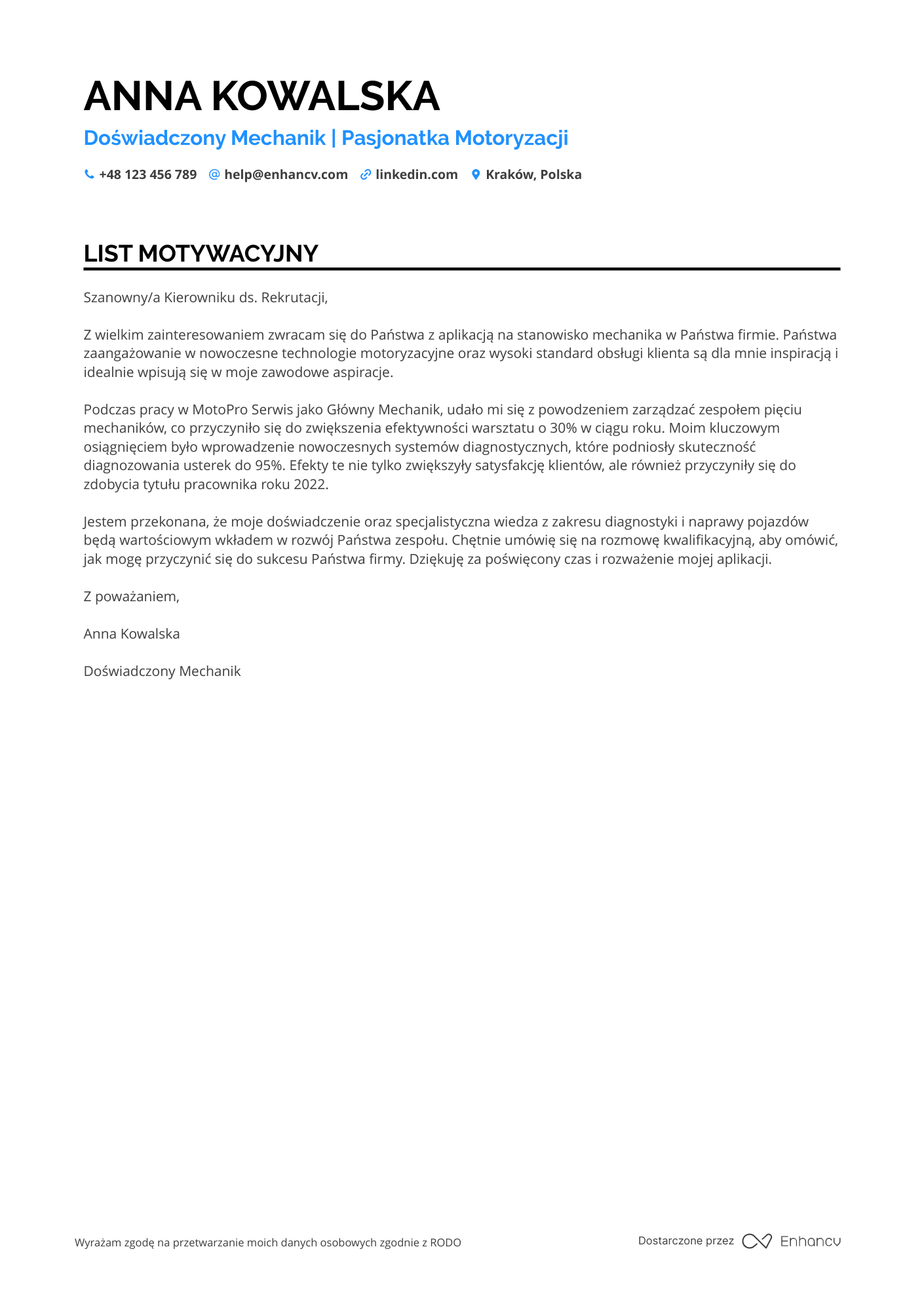 Cover Letter Example