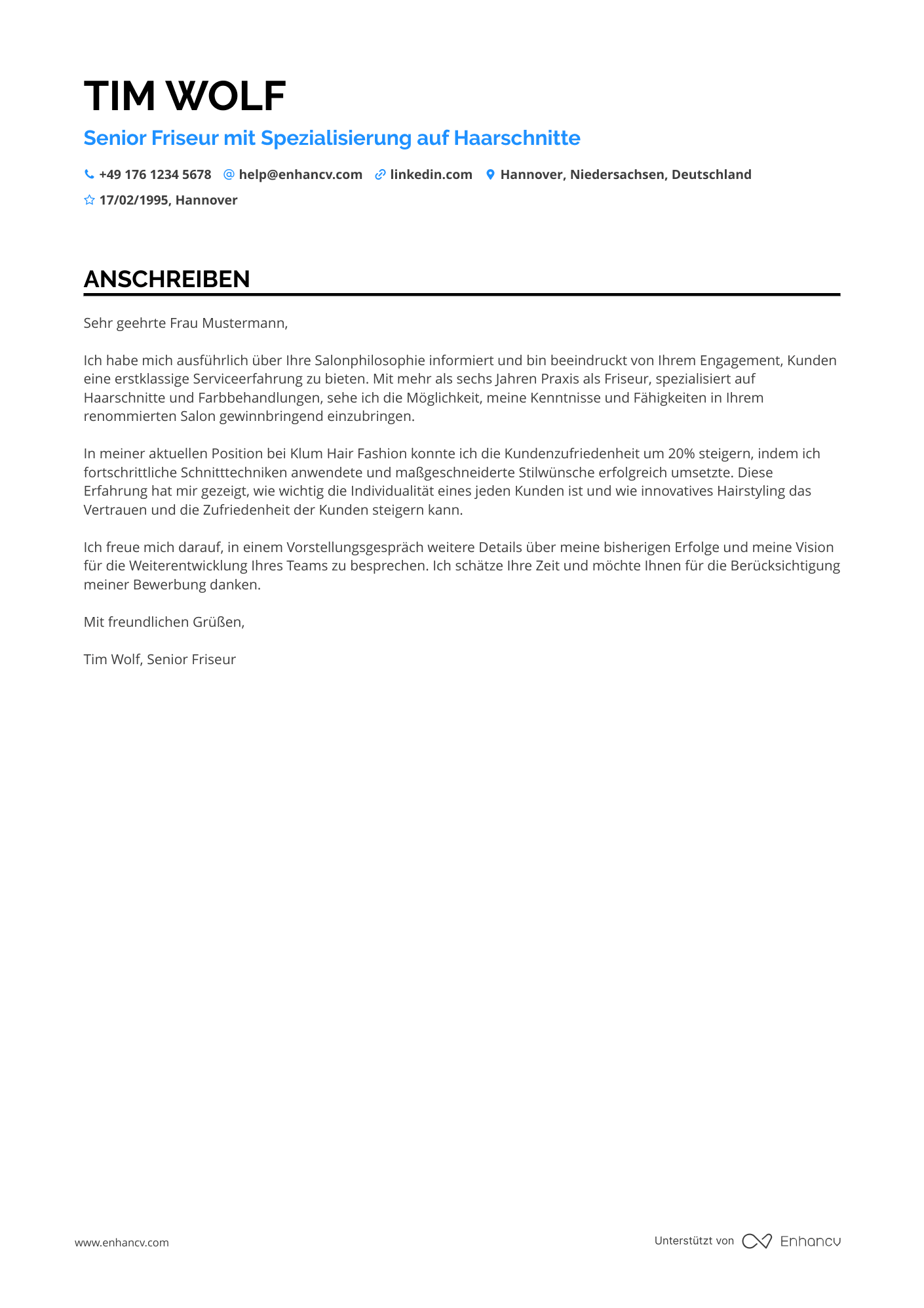 Cover Letter Example