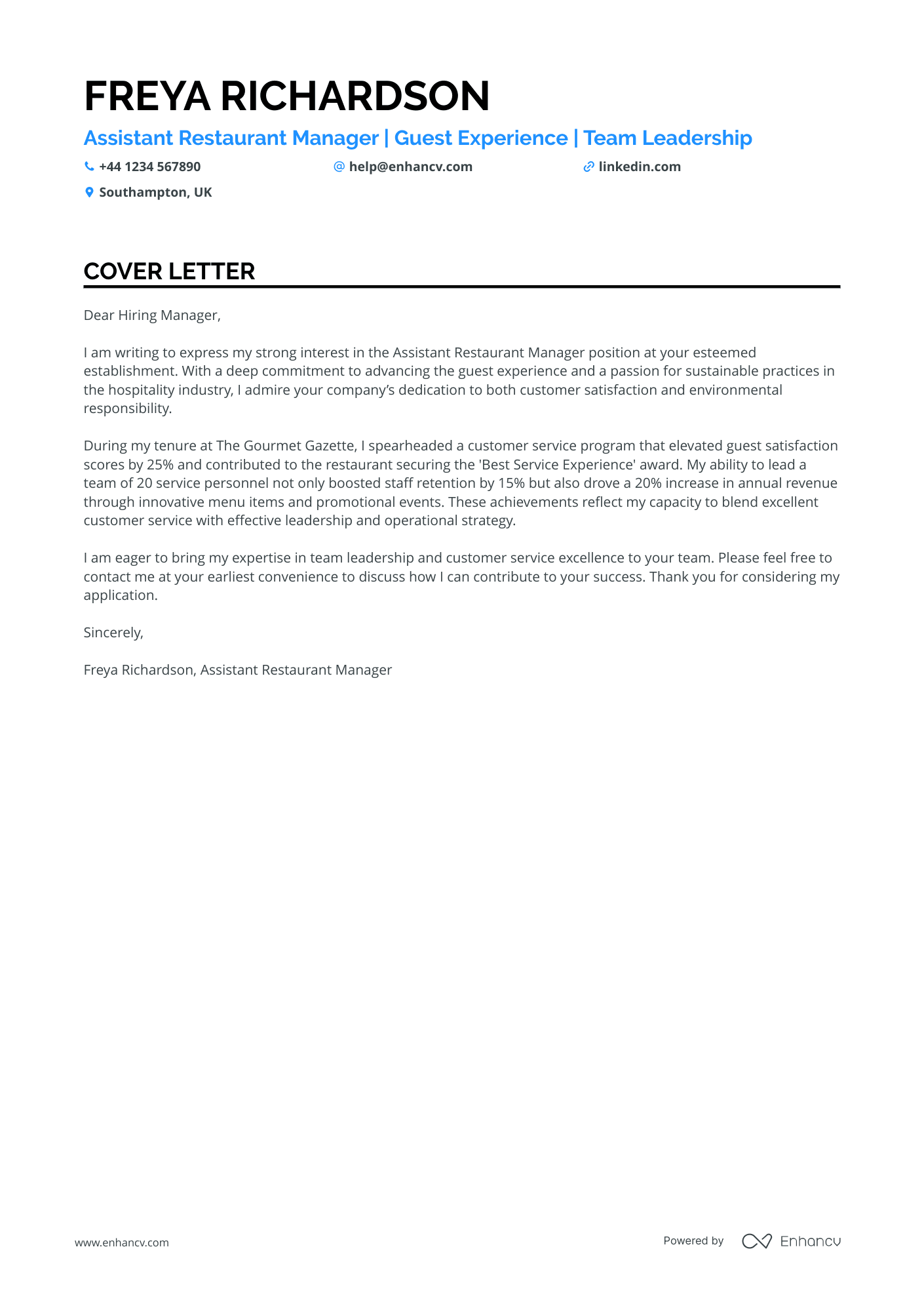 Cover Letter Example
