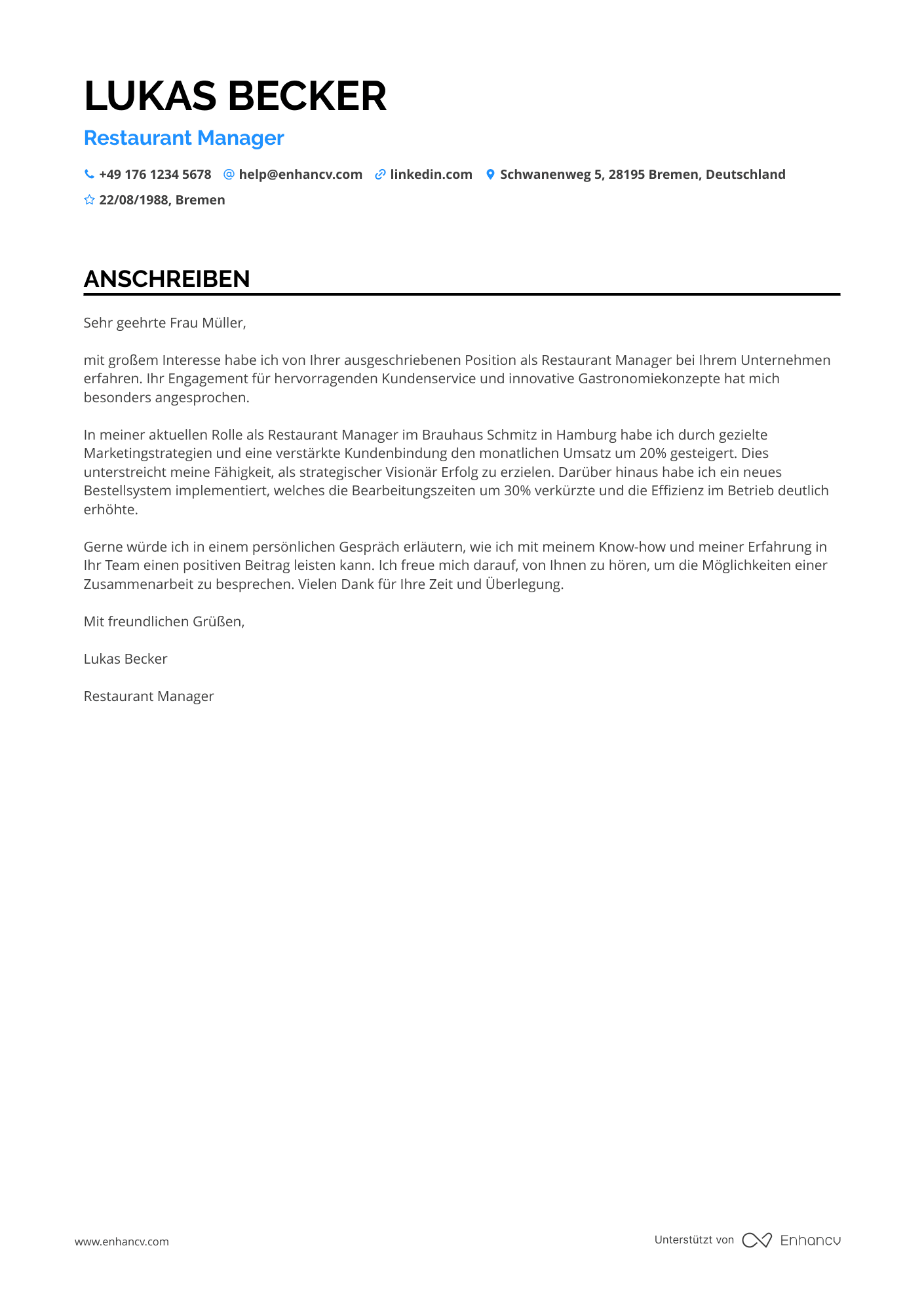 Cover Letter Example