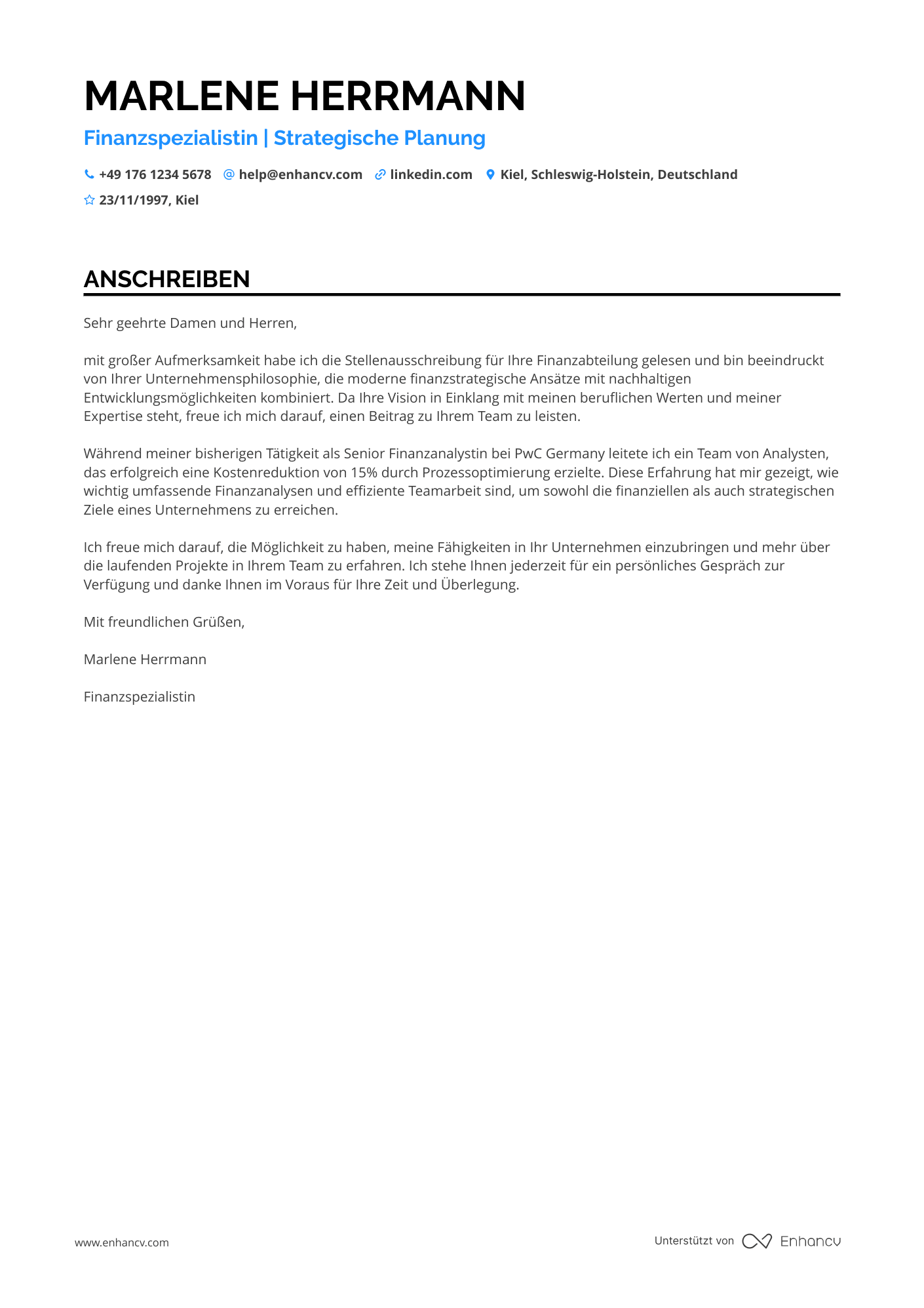Cover Letter Example