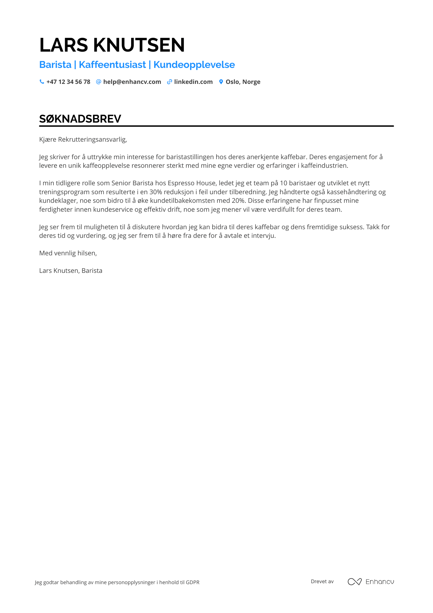 Cover Letter Example