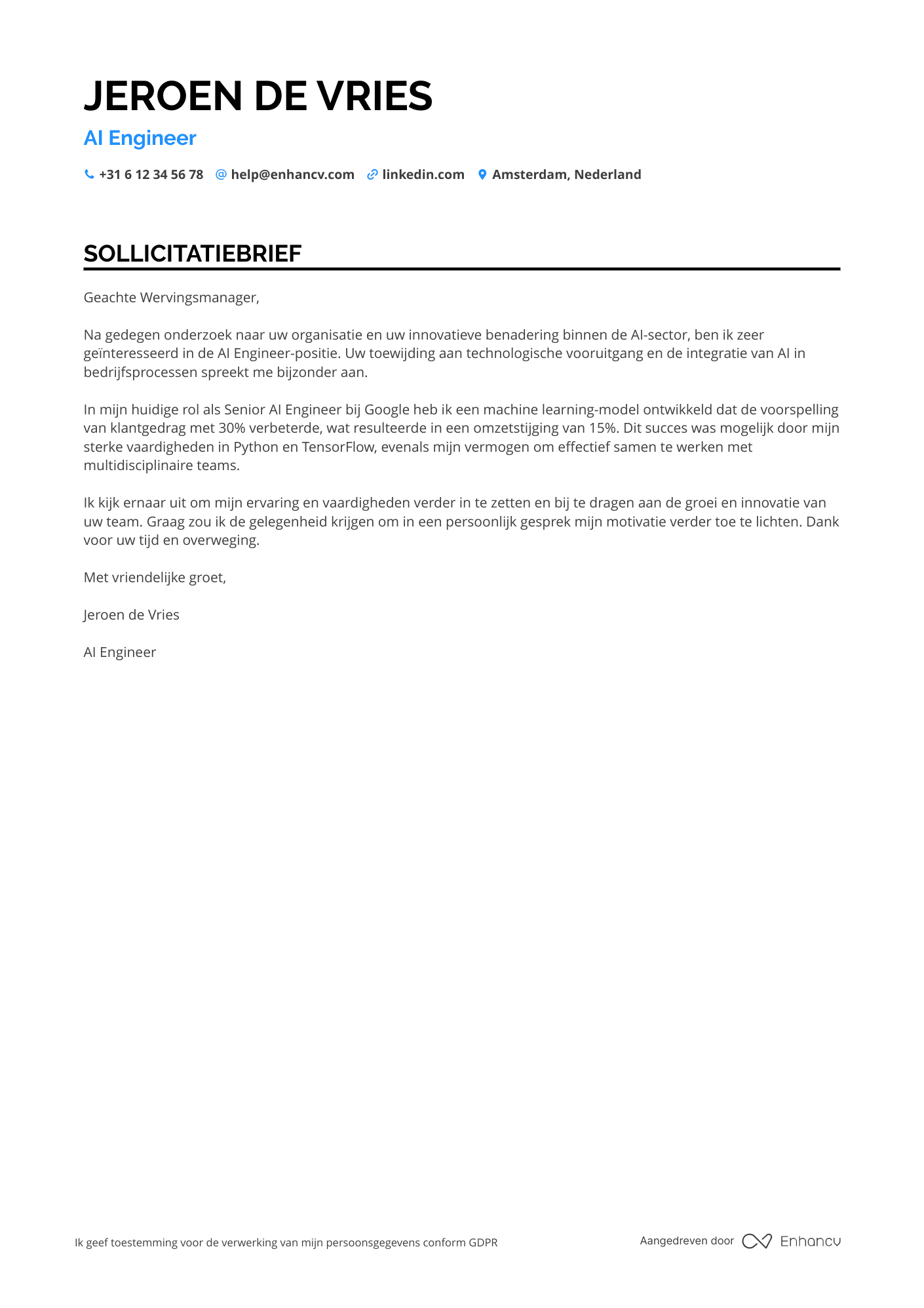 Cover Letter Example
