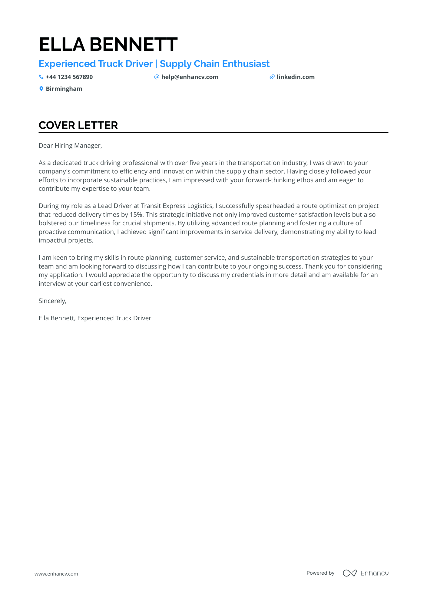 Cover Letter Example