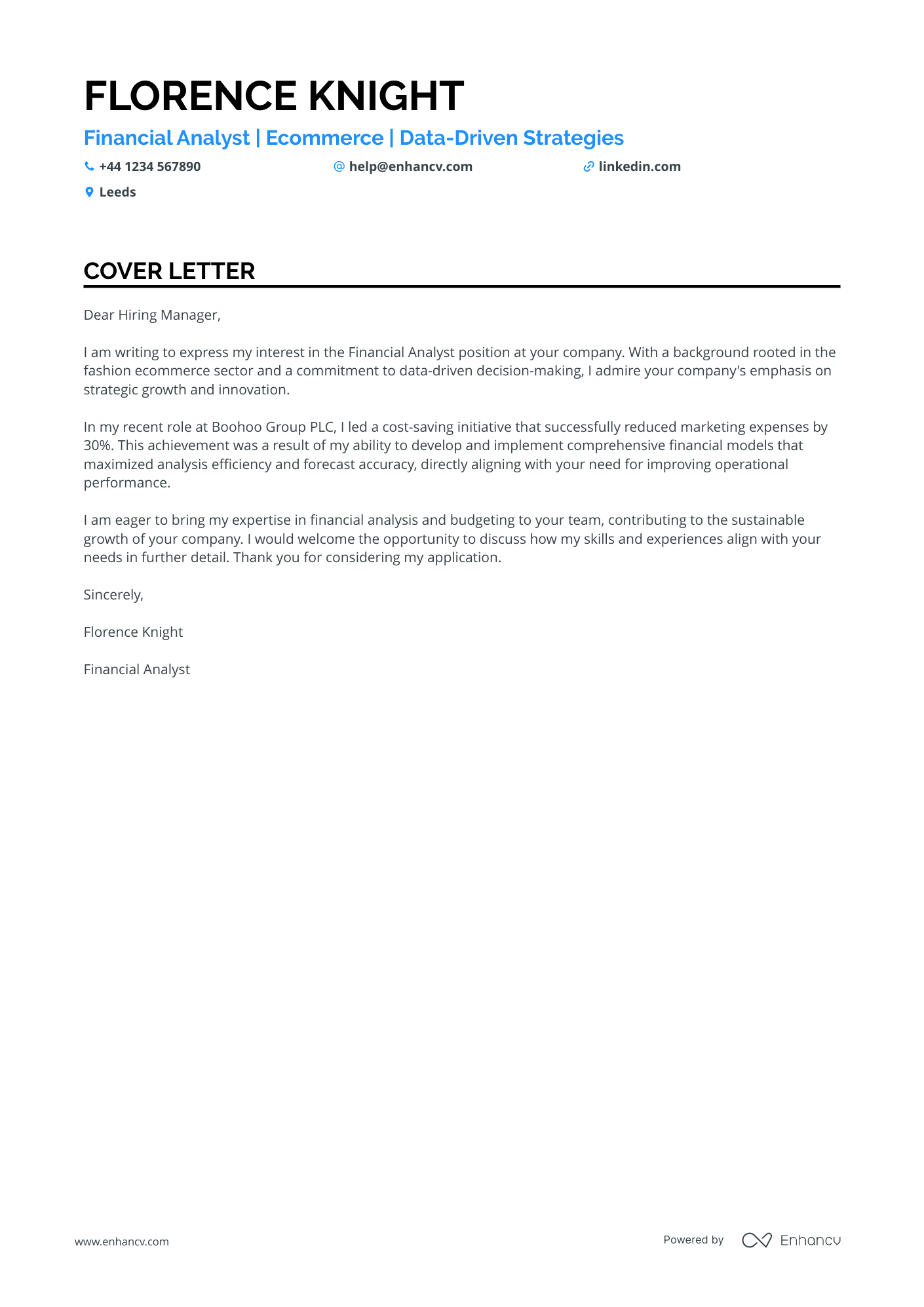 Cover Letter Example