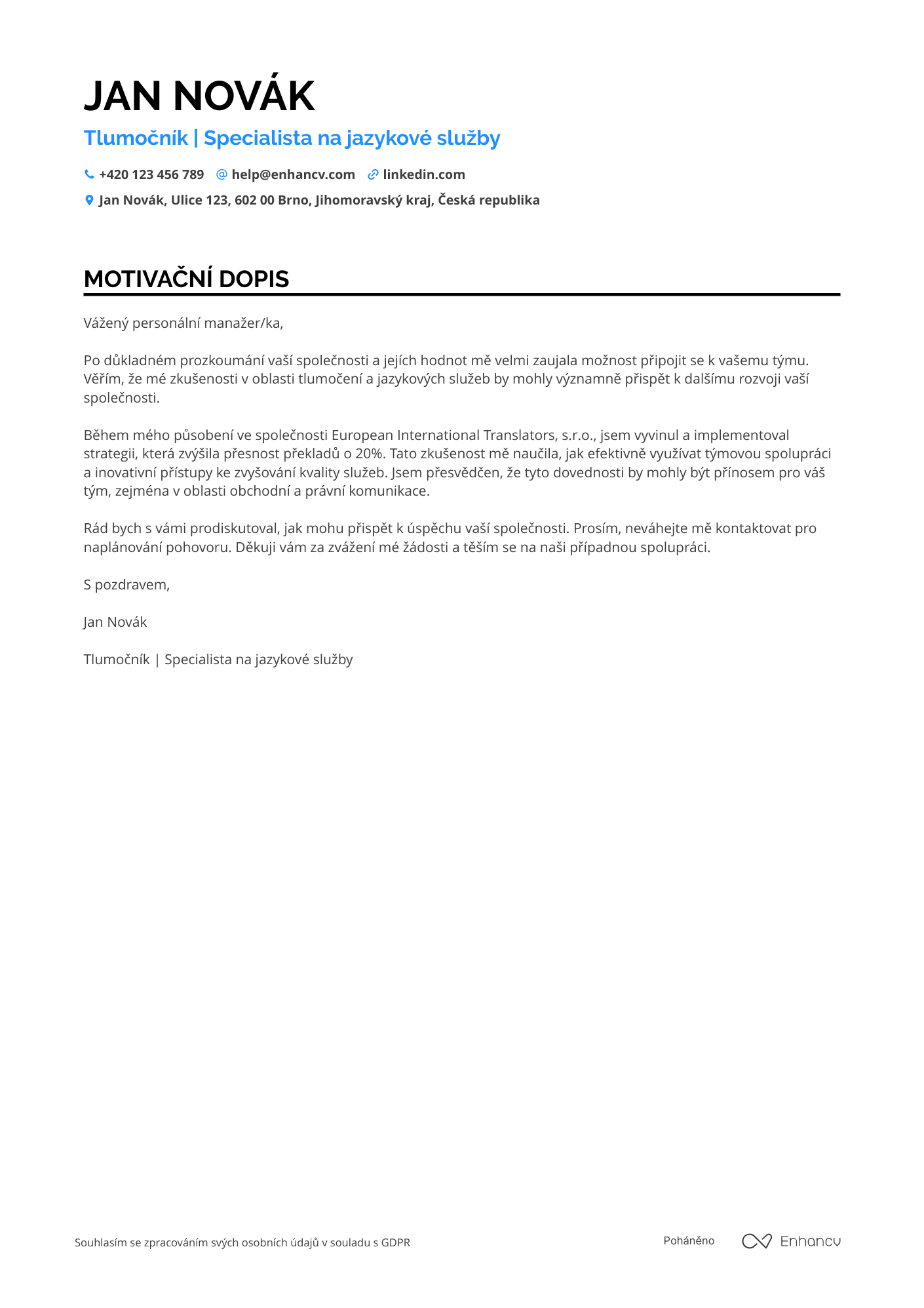 Cover Letter Example