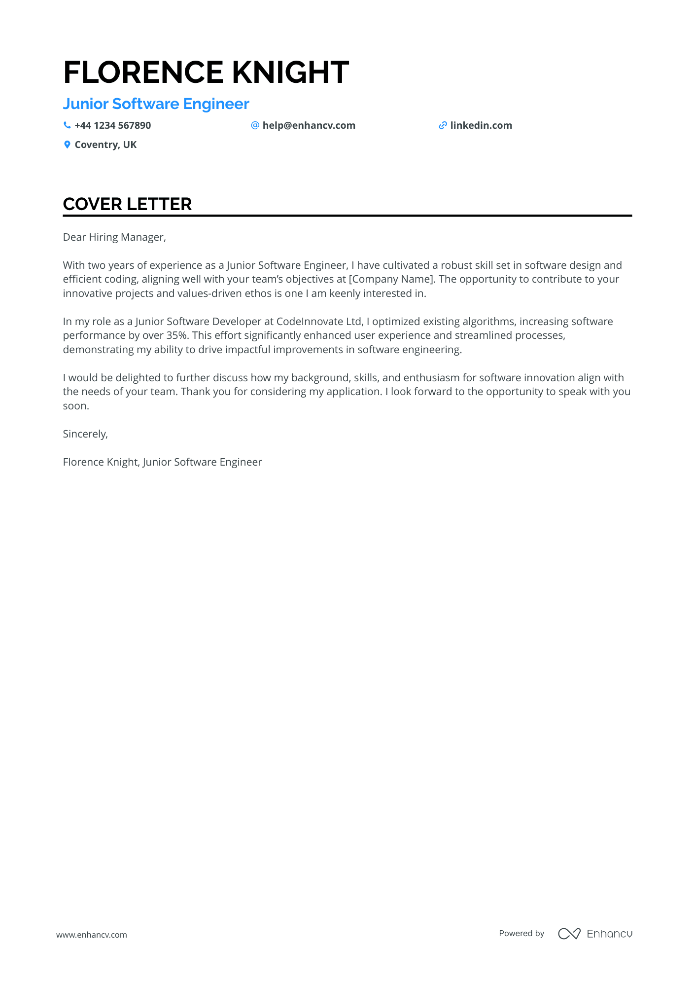 Cover Letter Example