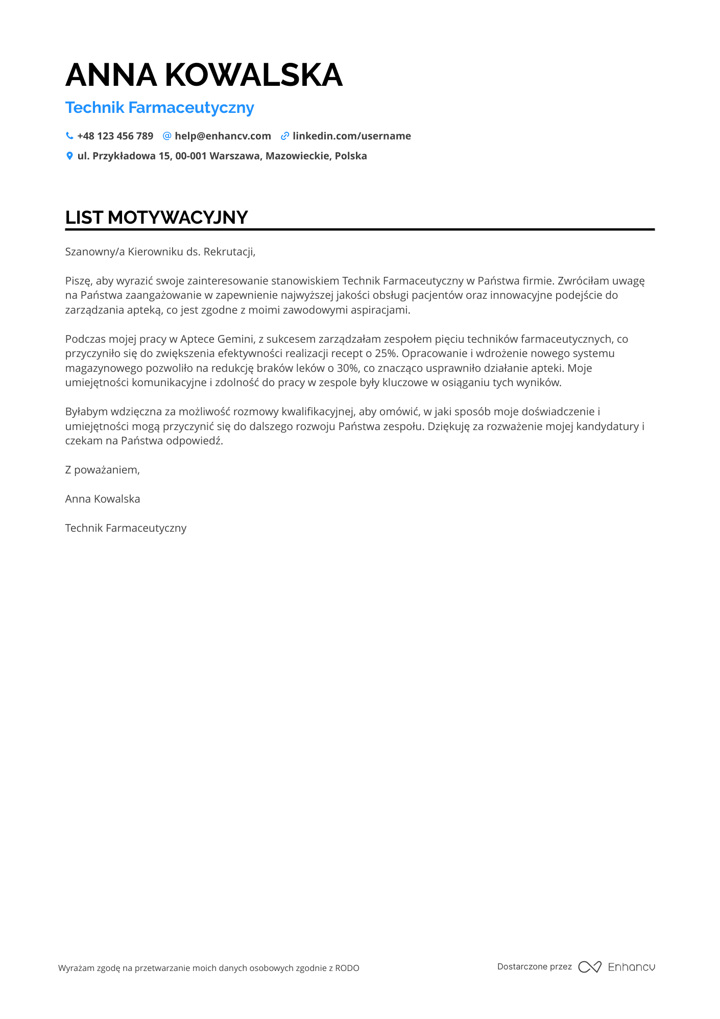 Cover Letter Example