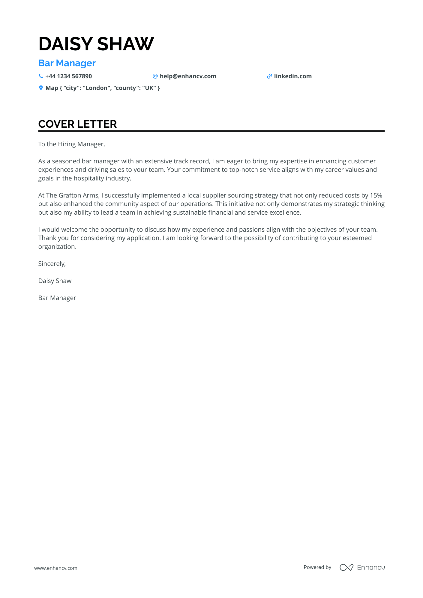 Cover Letter Example