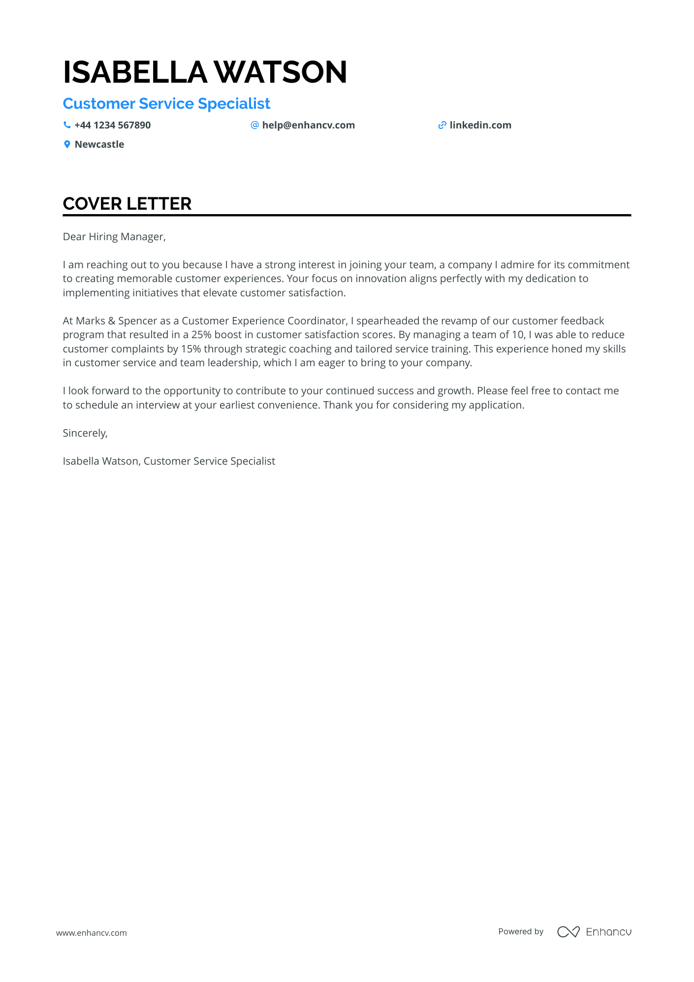 Cover Letter Example